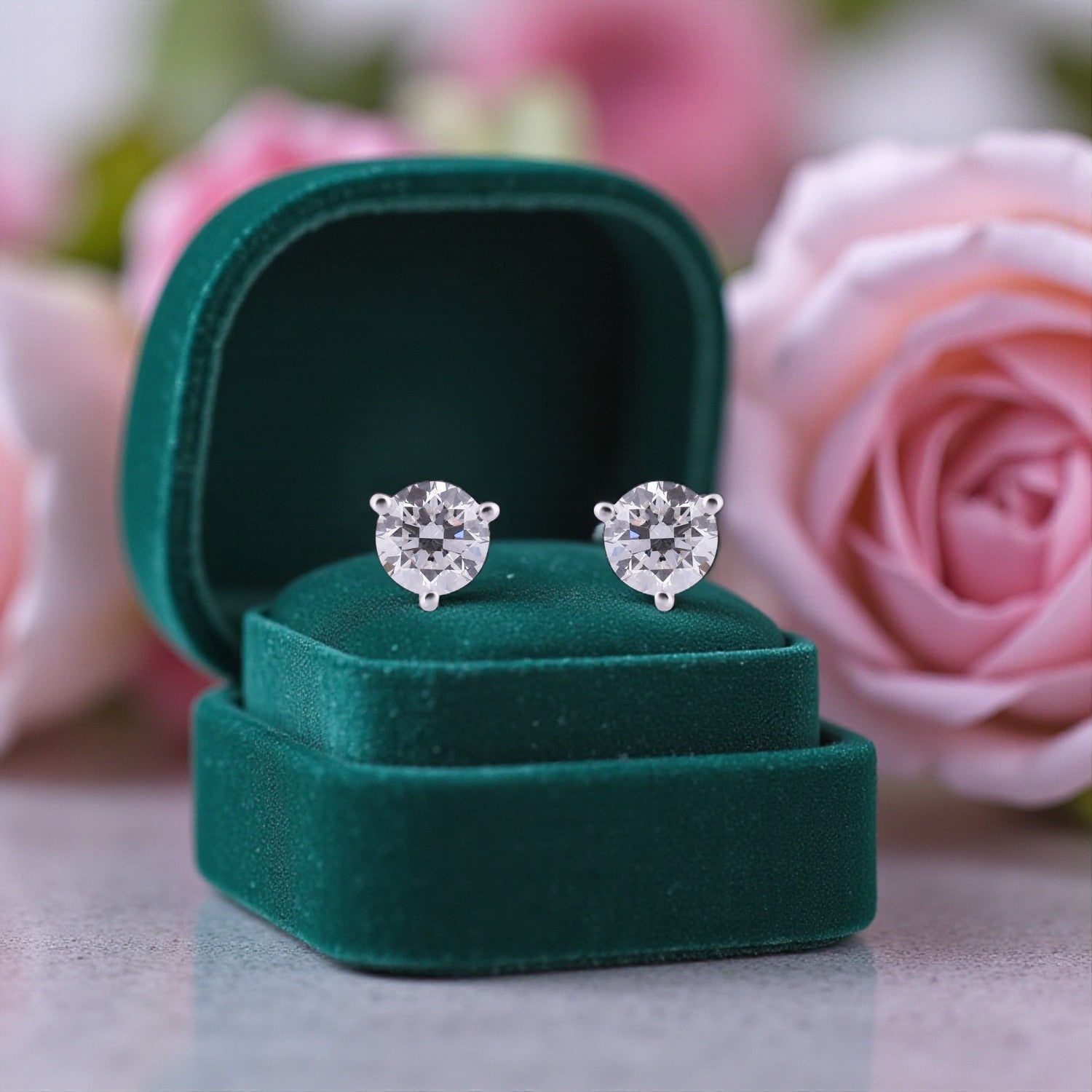 Classic Brilliance Lab Grown Diamond Stud Earrings in 18K White Gold | SKU : 0004953470