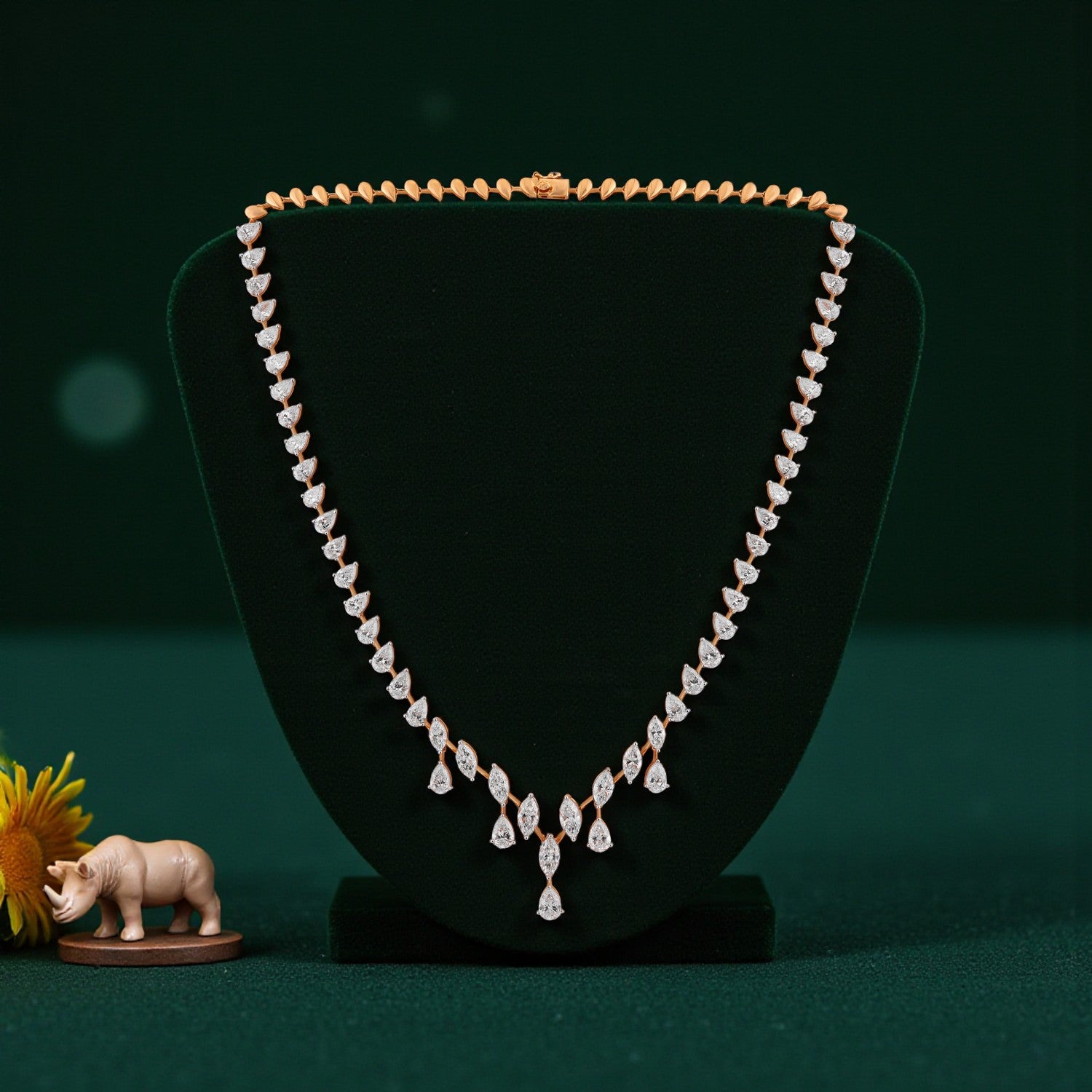 Graceful Dewdrop Lab-Grown Diamond Necklace in Rose Gold | SKU : 0004953494