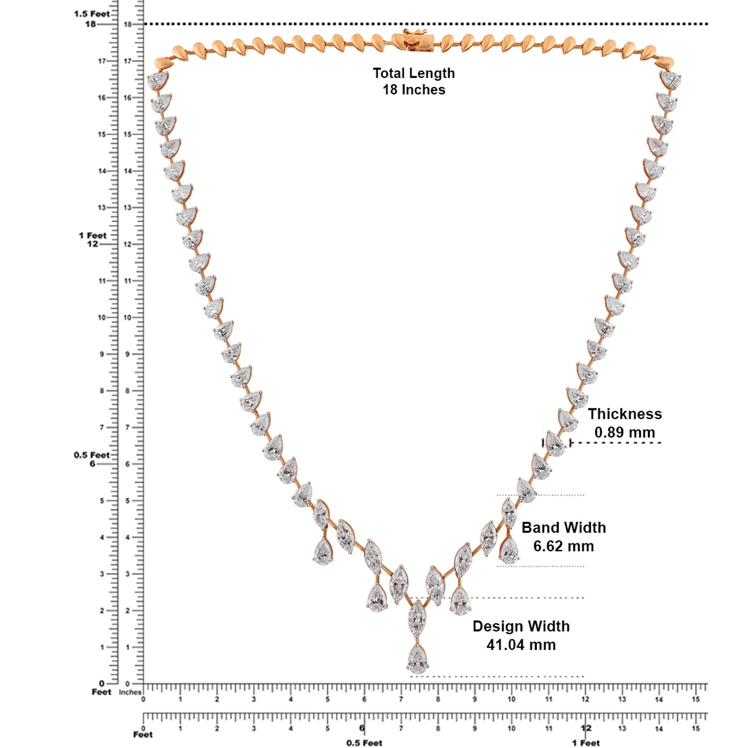 Graceful Dewdrop Lab-Grown Diamond Necklace in Rose Gold | SKU : 0004953494