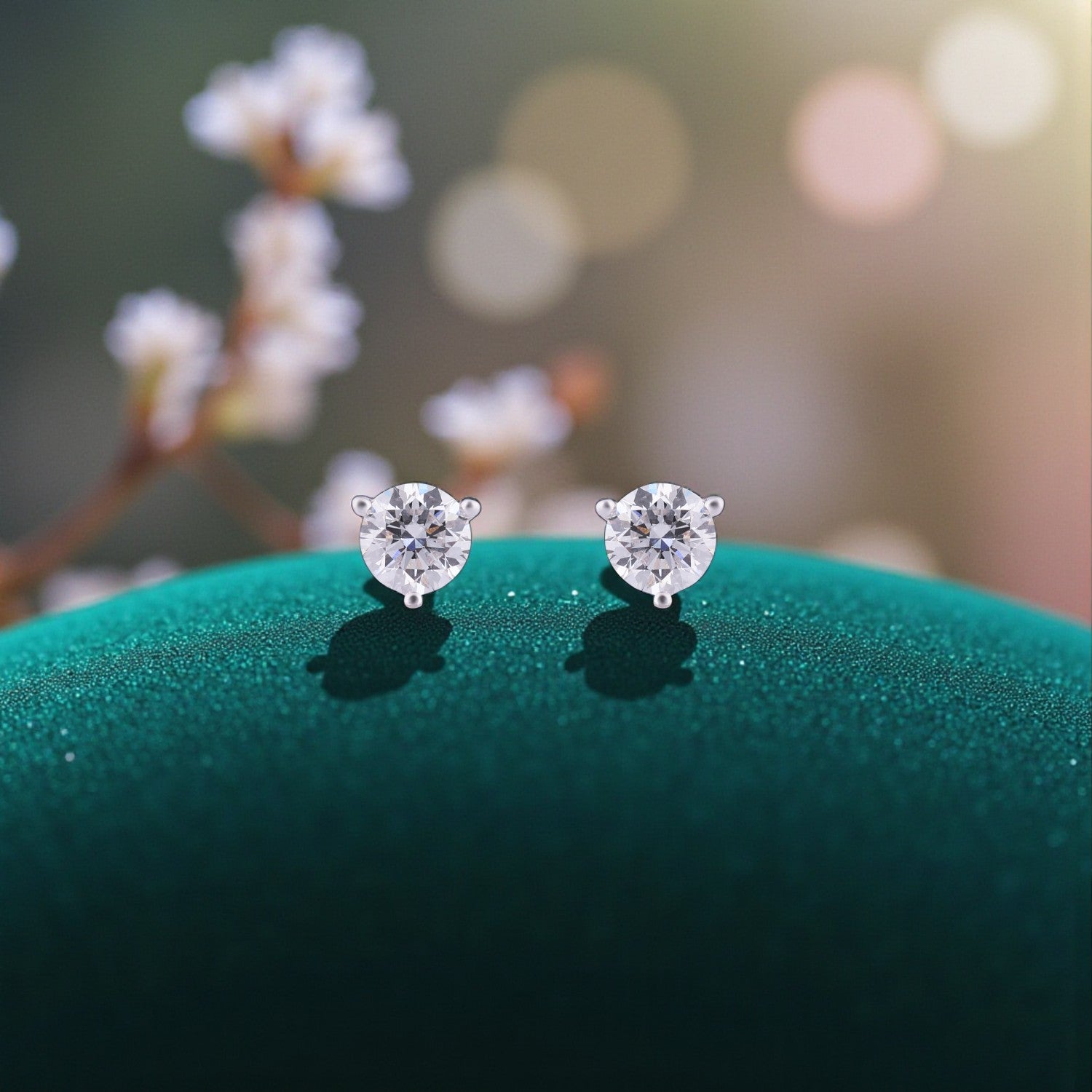 Classic Round-Cut Lab-Grown Diamond Stud Earrings in 18K White Gold | SKU : 0004953531