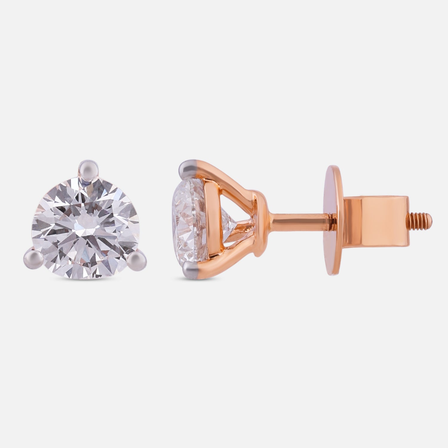 Classic Round Lab-Grown Diamond Stud Earrings in 18K Rose Gold | SKU : 0004953593