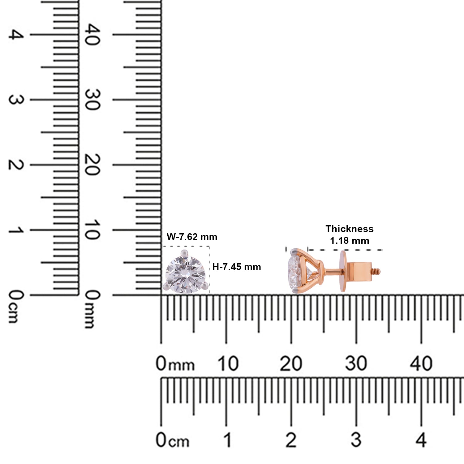 Round Brilliant Lab-Grown Diamond Stud Earrings in 18K Rose Gold | SKU : 0004953609