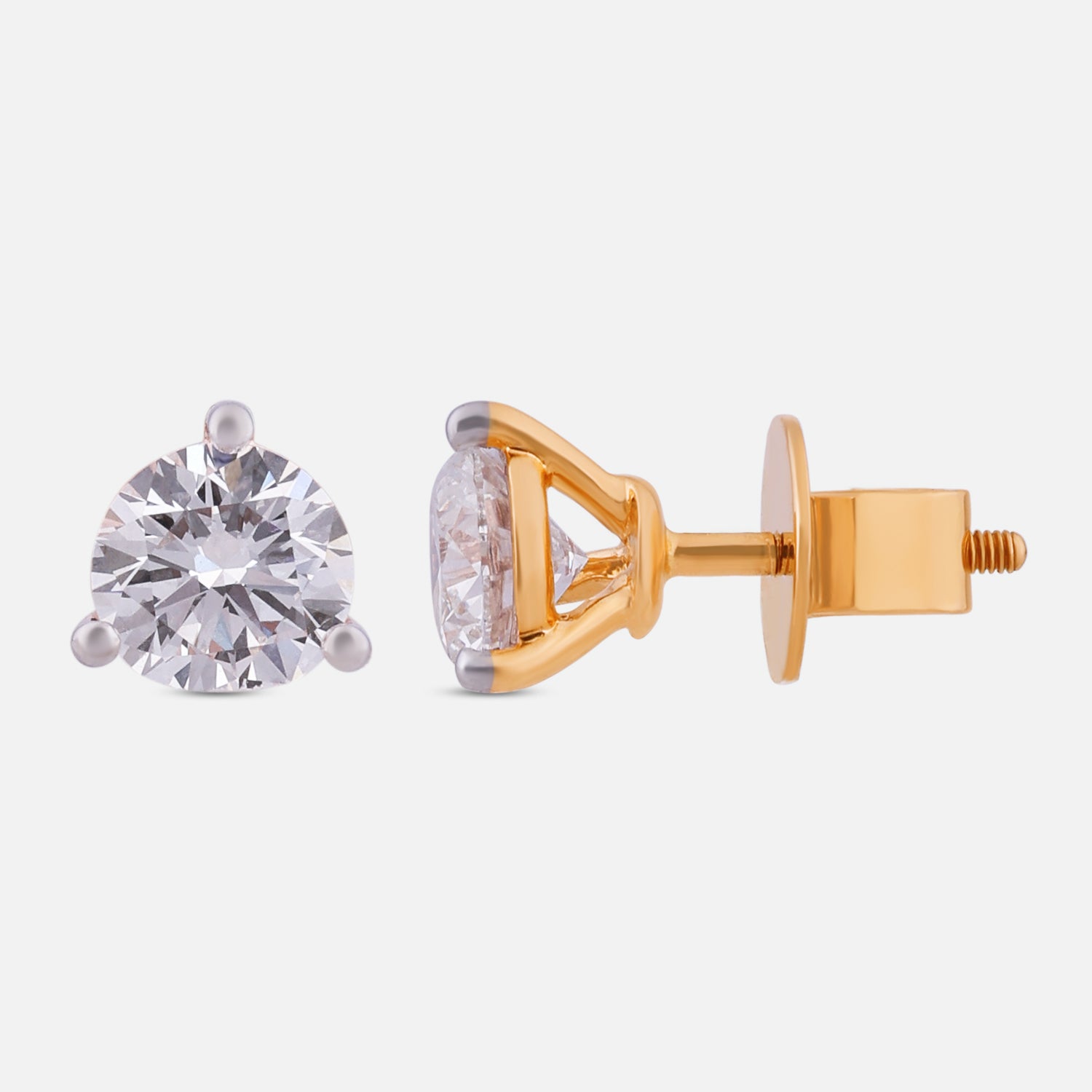 Round Brilliant Lab-Grown Diamond Stud Earrings in 18K Yellow Gold | SKU : 0004953616