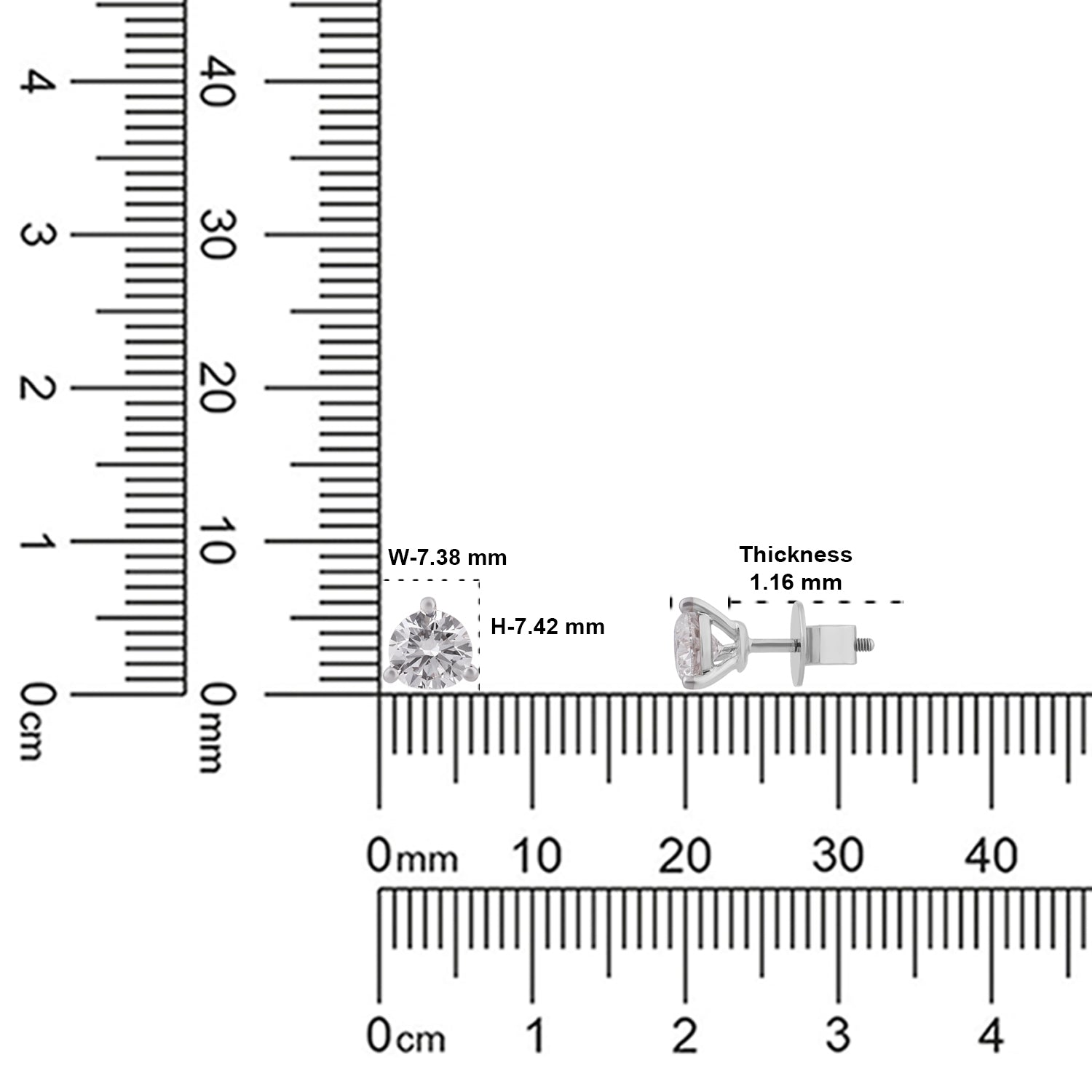 Round Brilliant Lab-Grown Diamond Stud Earrings in 18K White Gold | SKU : 0004953654