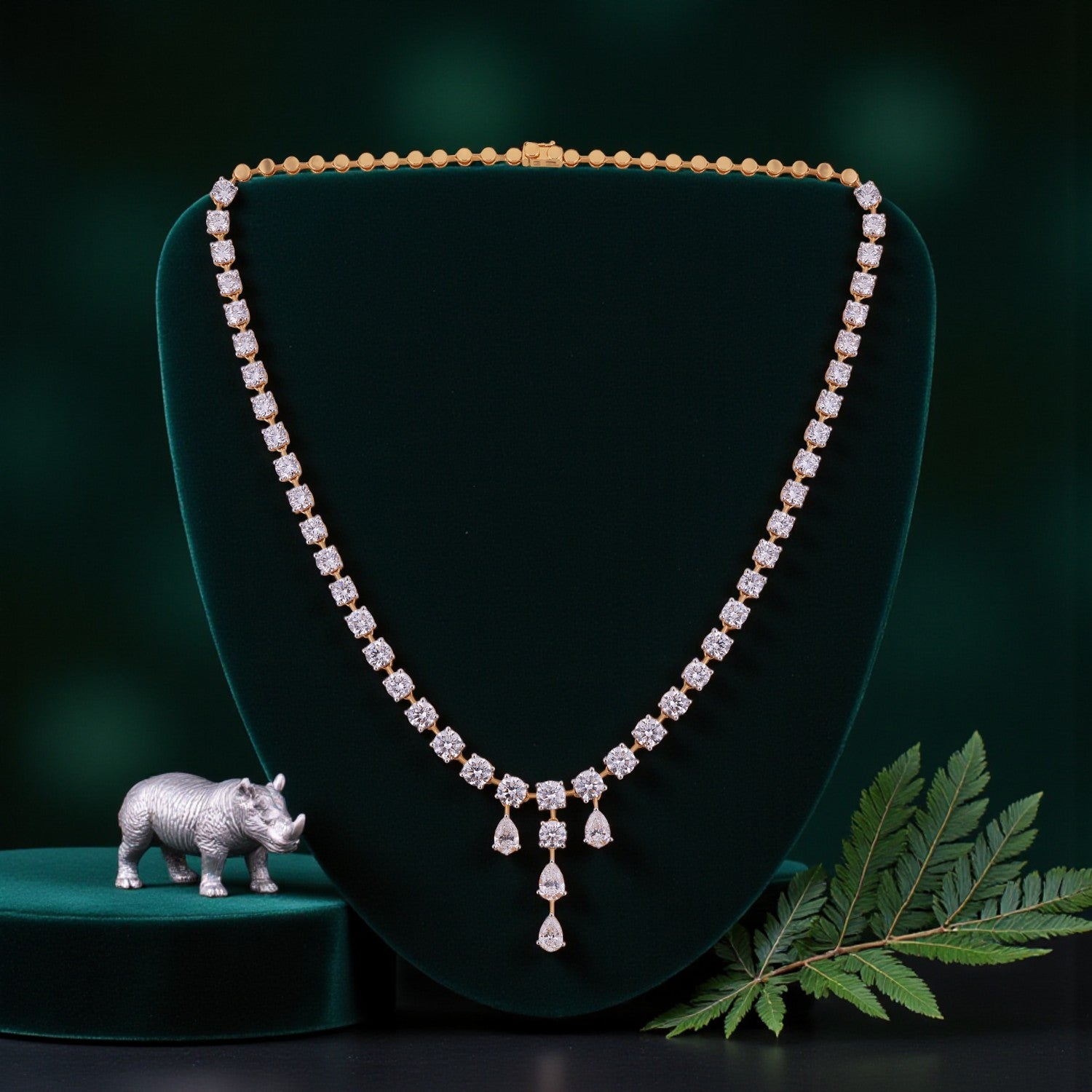 Radiant Cascade Lab-Grown Diamond Necklace in Yellow Gold | SKU : 0004953692