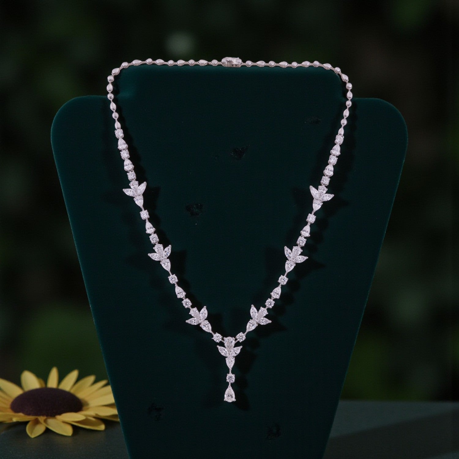 Celestial Vine Lab-Grown Diamond Necklace in White Gold | SKU : 0004953715