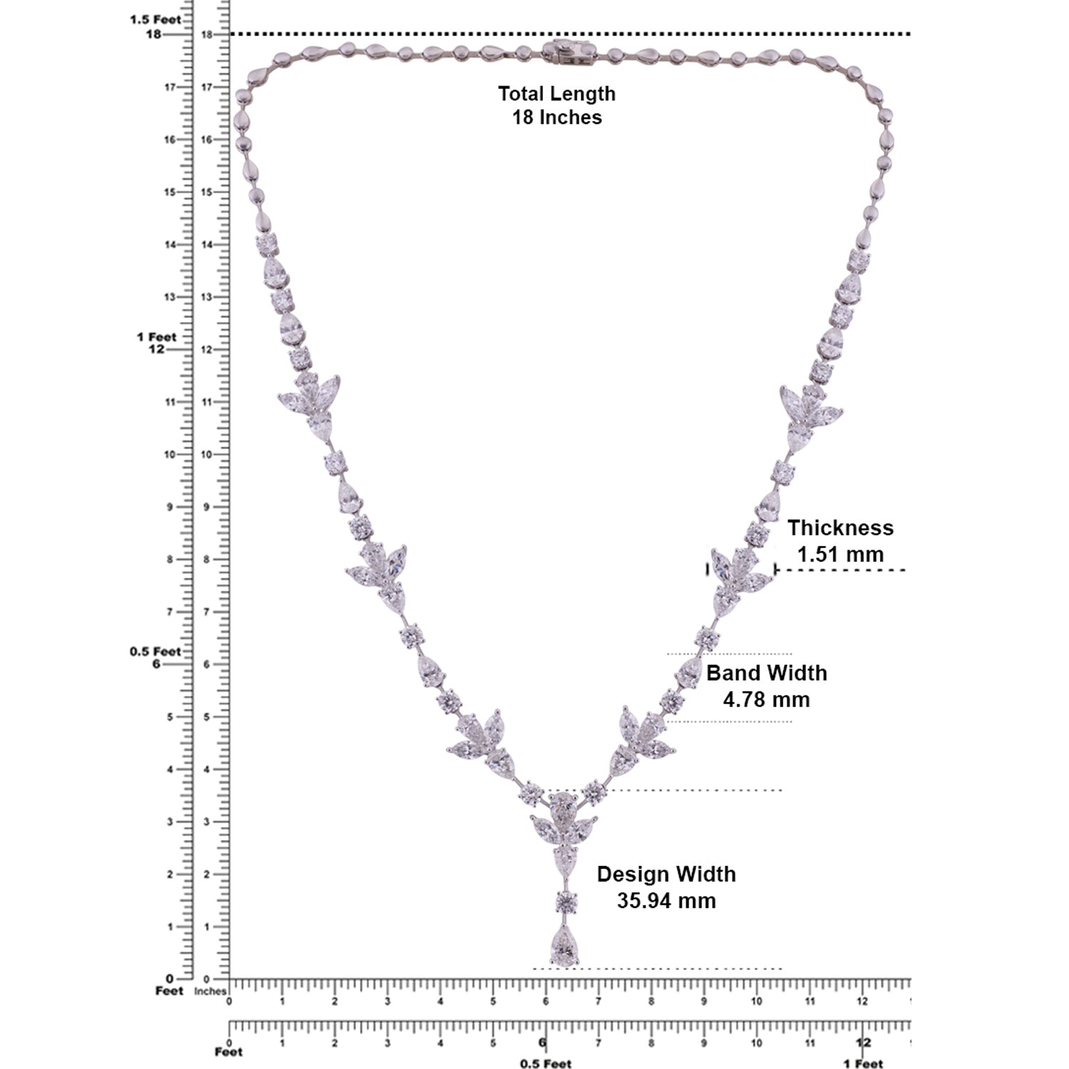 Celestial Vine Lab-Grown Diamond Necklace in White Gold | SKU : 0004953715