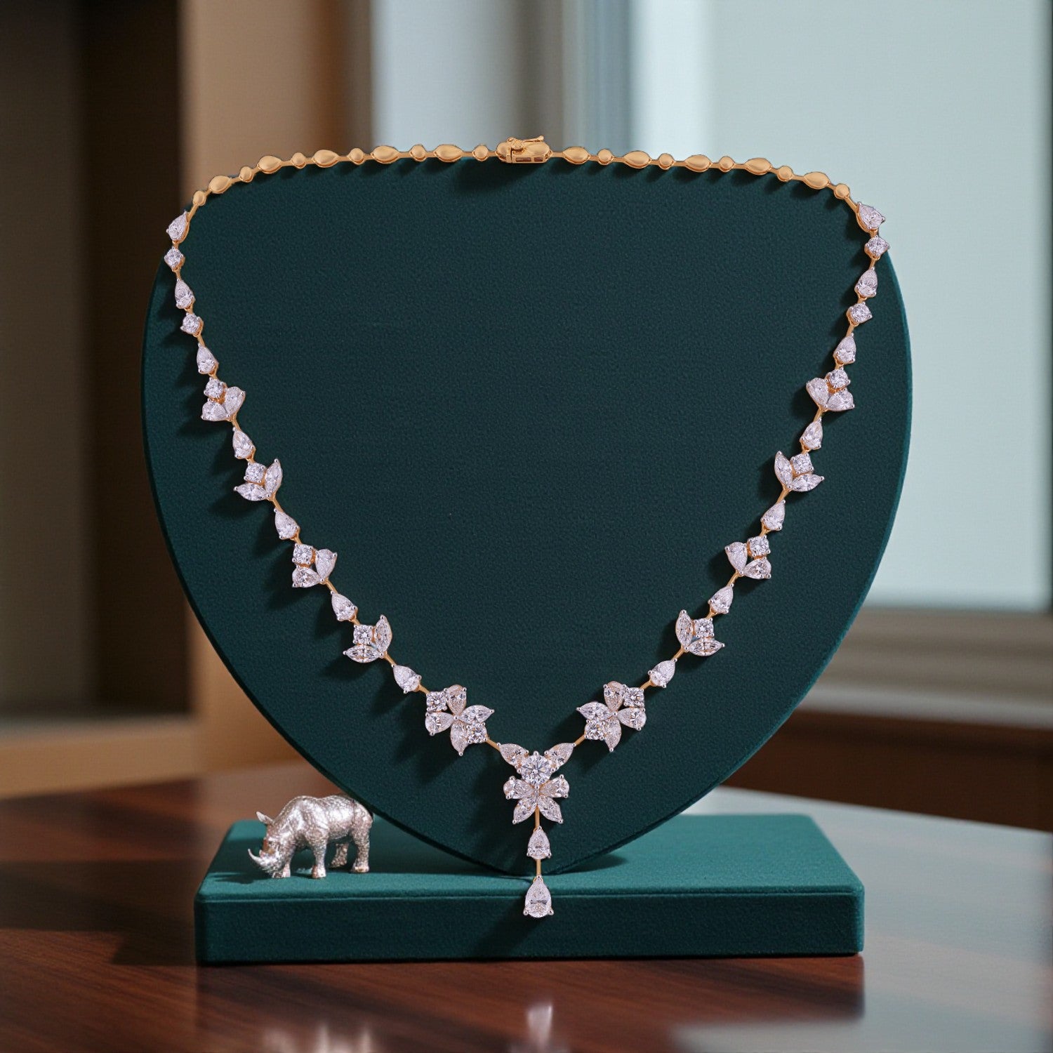 Radiant Leaf Cascade Lab-Grown Diamond Necklace in Yellow Gold | SKU : 0004953739