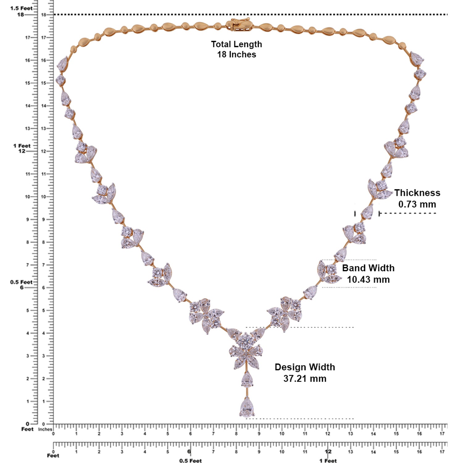 Radiant Leaf Cascade Lab-Grown Diamond Necklace in Yellow Gold | SKU : 0004953739