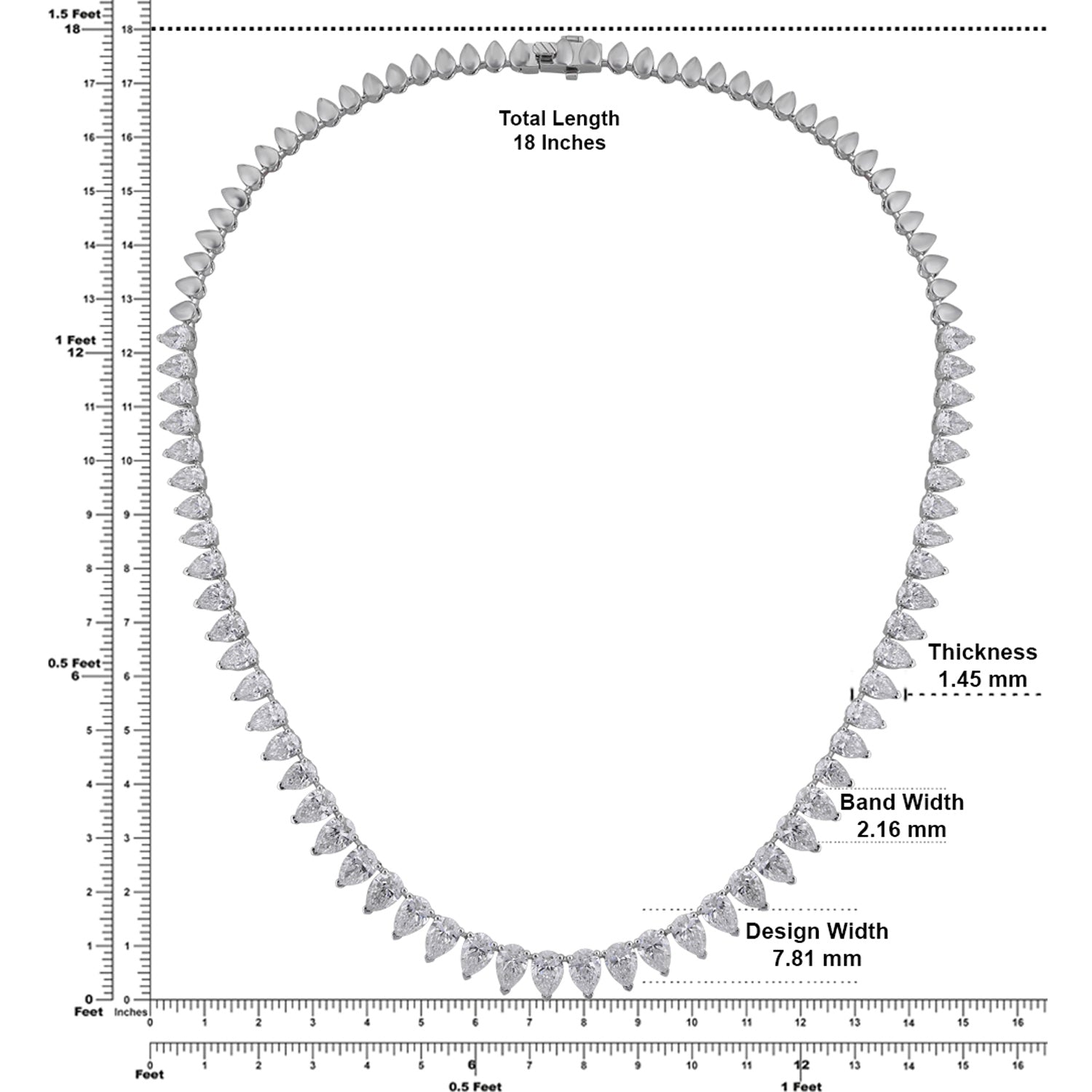 Lab-Grown Pear Diamond Riviera Necklace in 18K White Gold | SKU : 0004953753