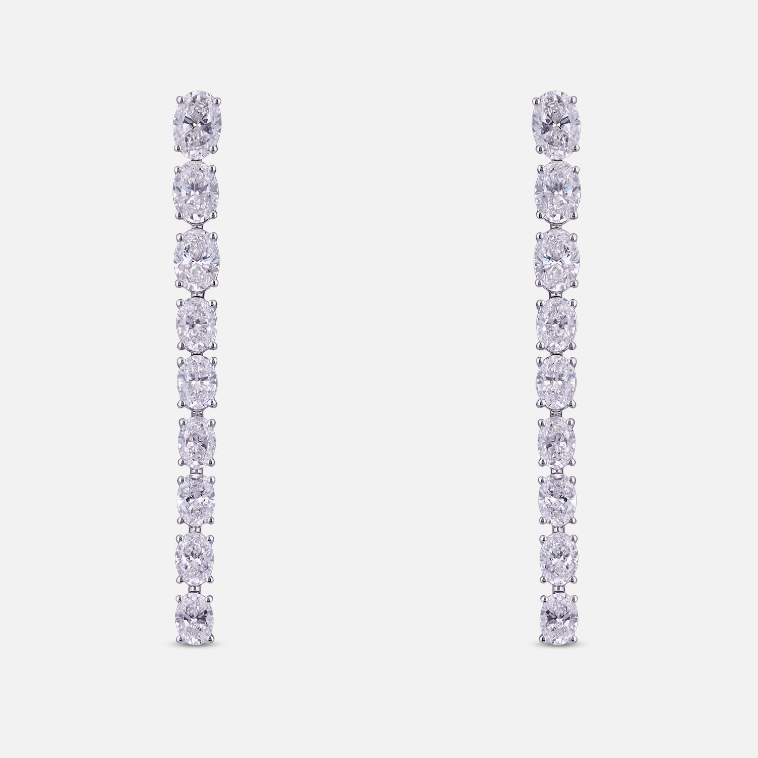 Lab-Grown Classic Diamond Line Drop Earrings in 18K White Gold | SKU : 0004953784