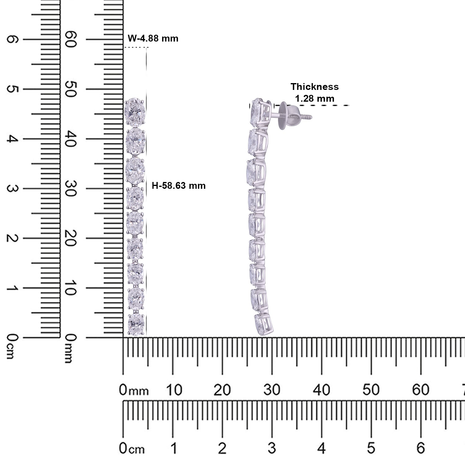 Lab-Grown Classic Diamond Line Drop Earrings in 18K White Gold | SKU : 0004953784