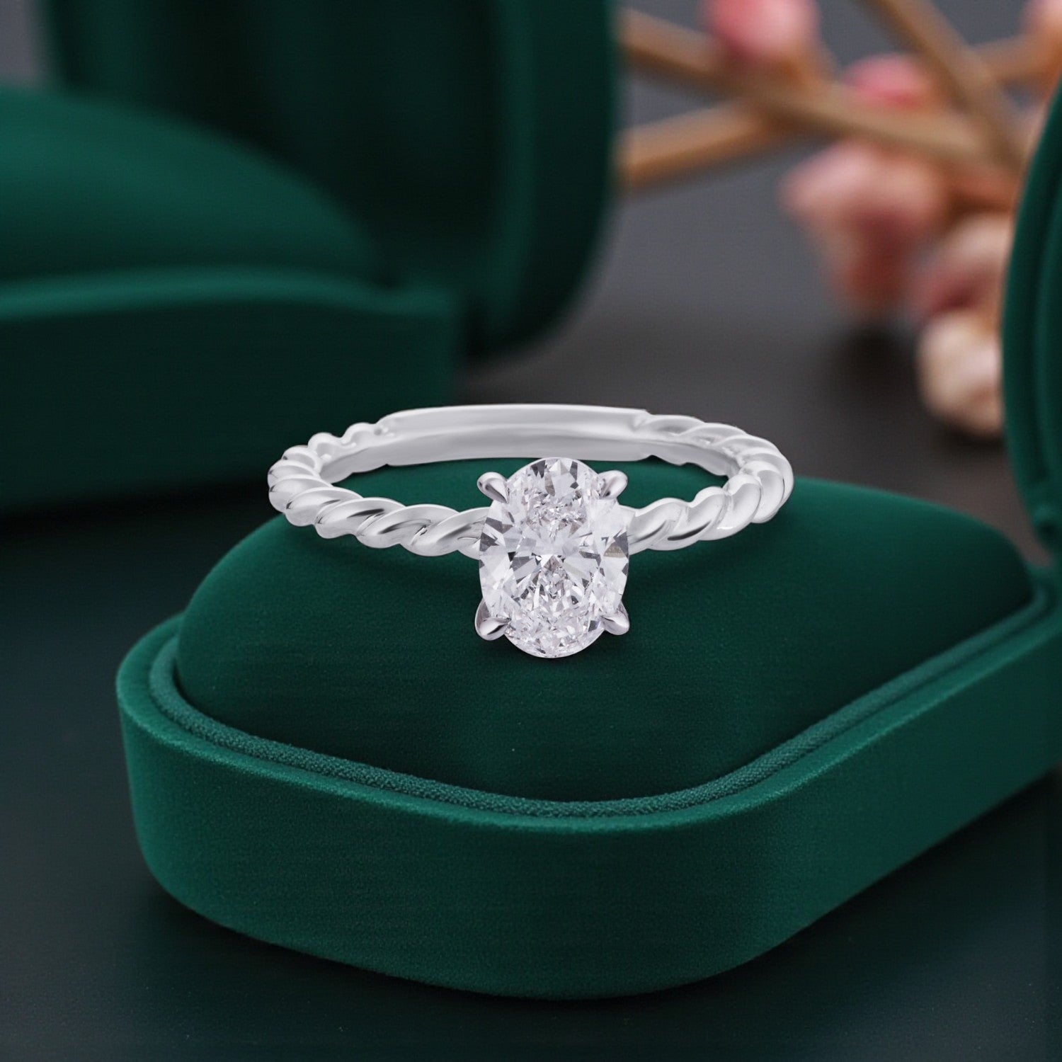 Eternal Twist Lab Grown Oval Diamond Ring in White Gold | SKU : 0004953821