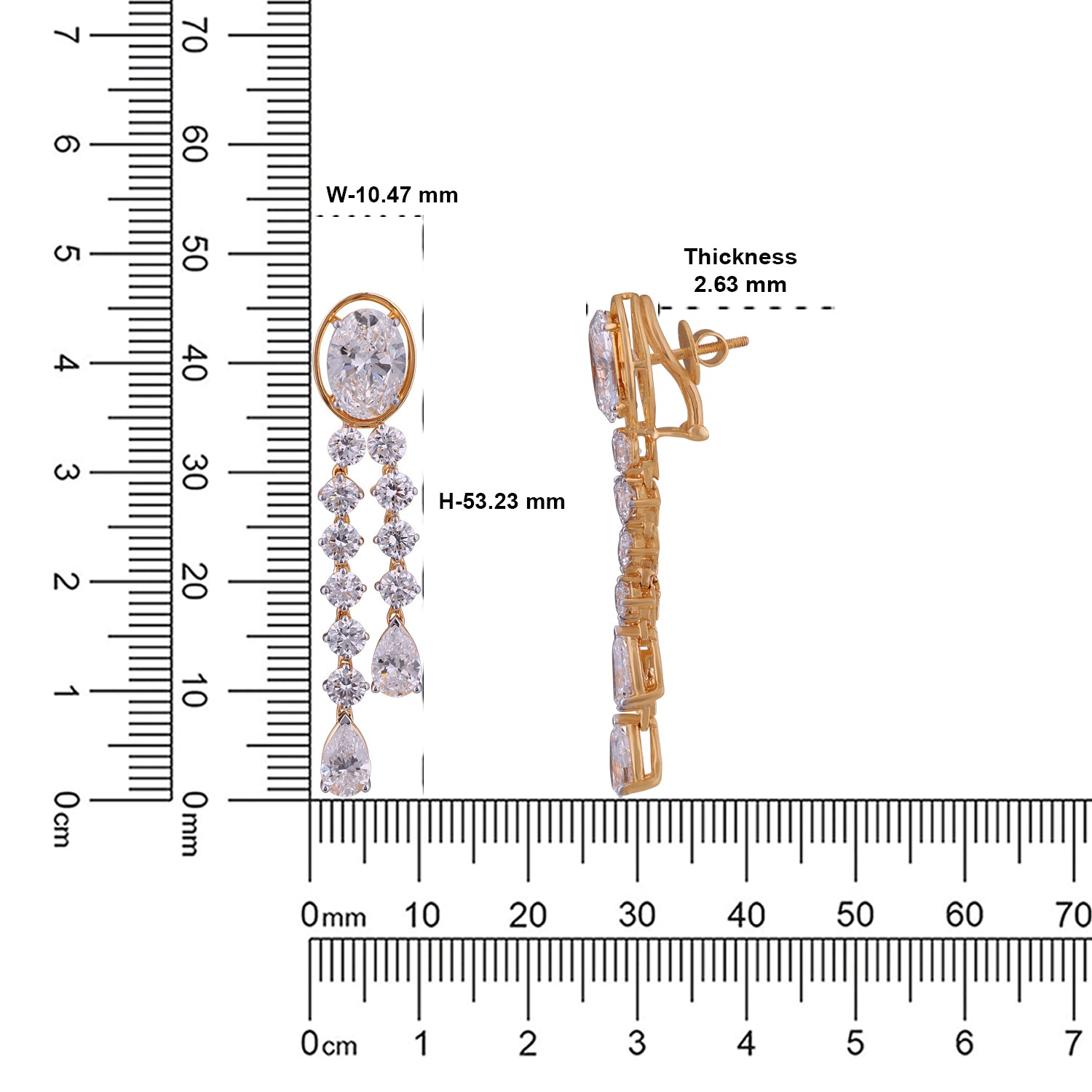 Lab-Grown Oval and Pear Diamond Cascade Earrings in 18K Yellow Gold | SKU : 0004953951