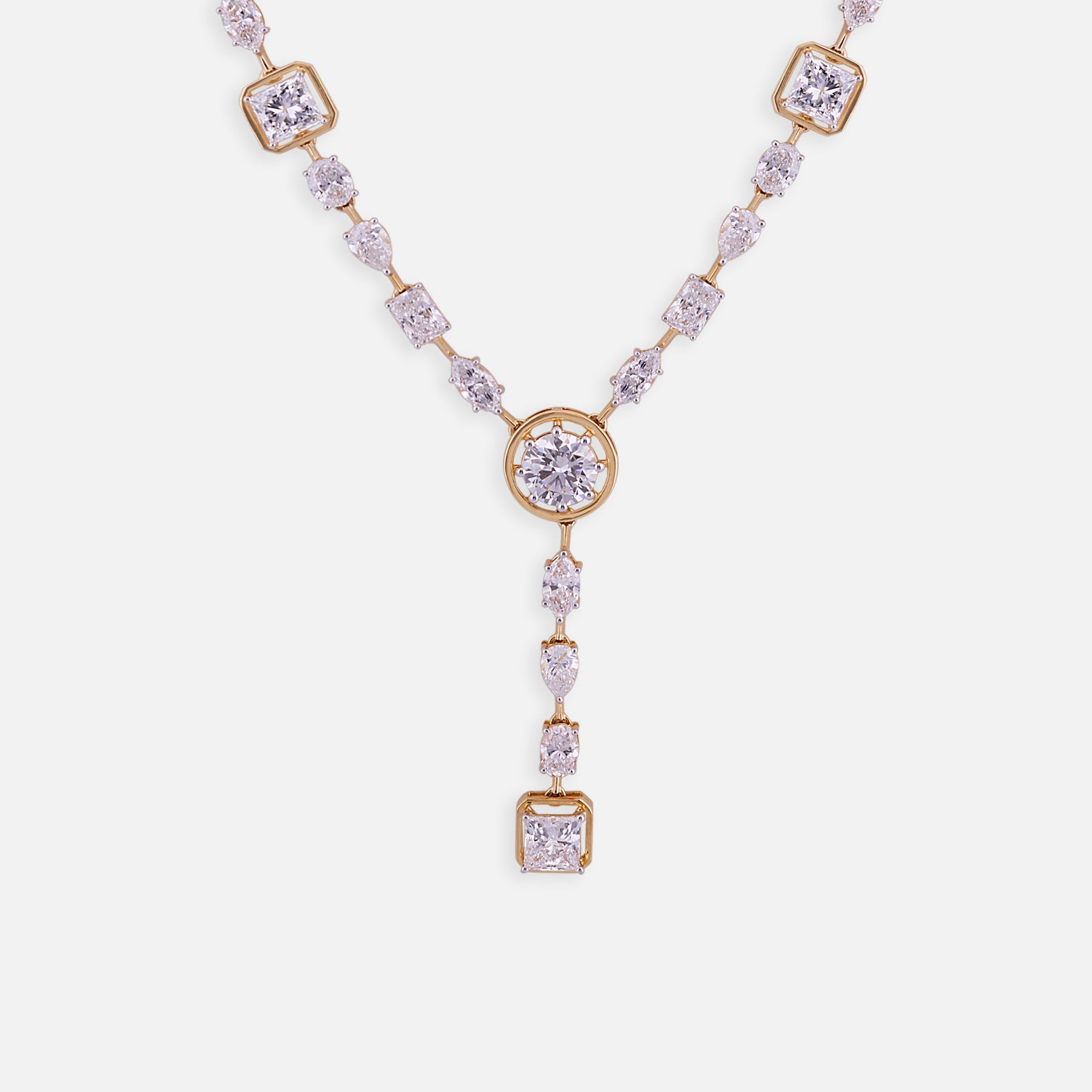 Lab-Grown Geometric Diamond Drop Necklace in 18K Yellow Gold | SKU : 0004953968