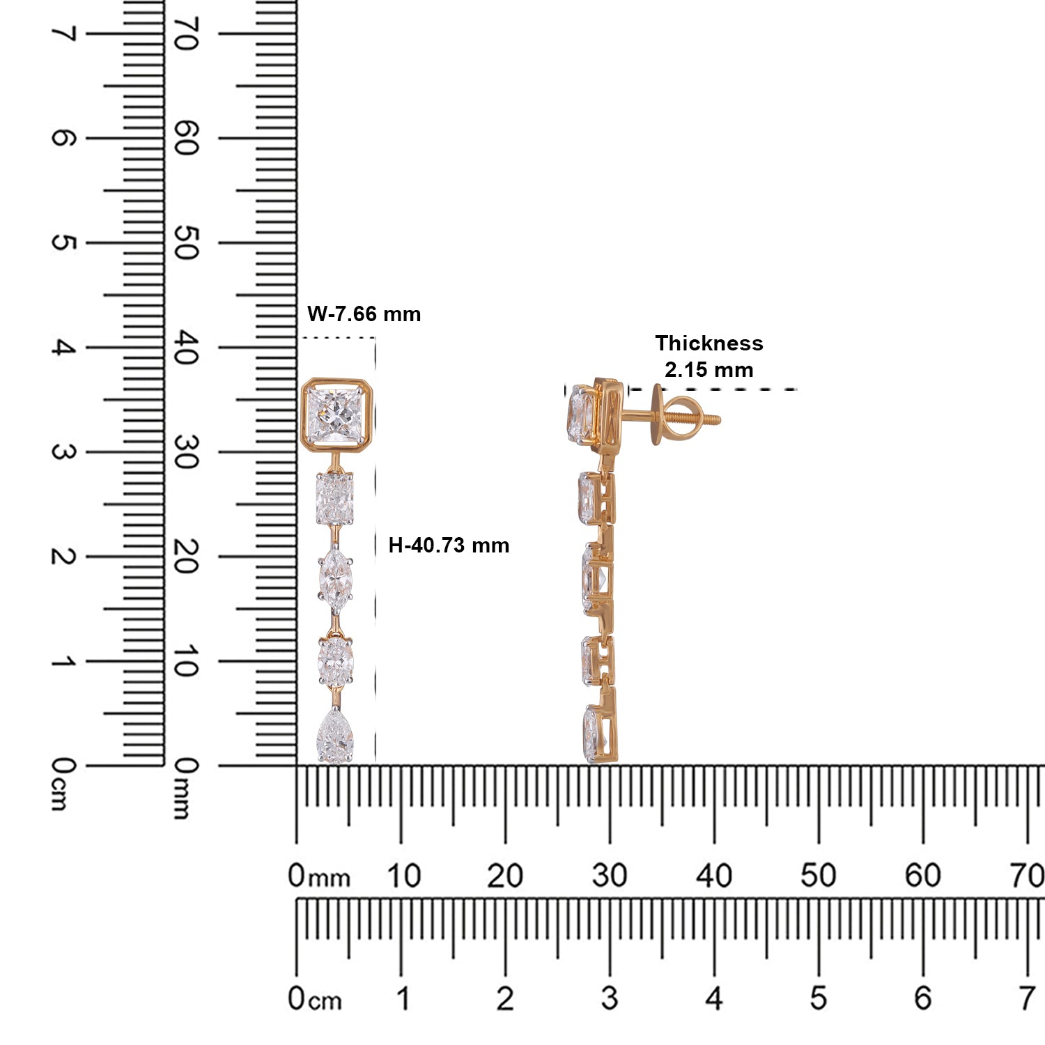 Lab-Grown Mixed-Cut Diamond Drop Earrings in 18K Yellow Gold | SKU : 0004953975