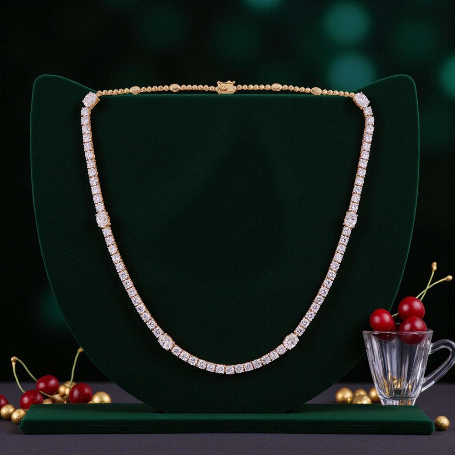 Radiant Lab-Grown Diamond Tennis Necklace in 18K Yellow Gold | SKU : 0004953982