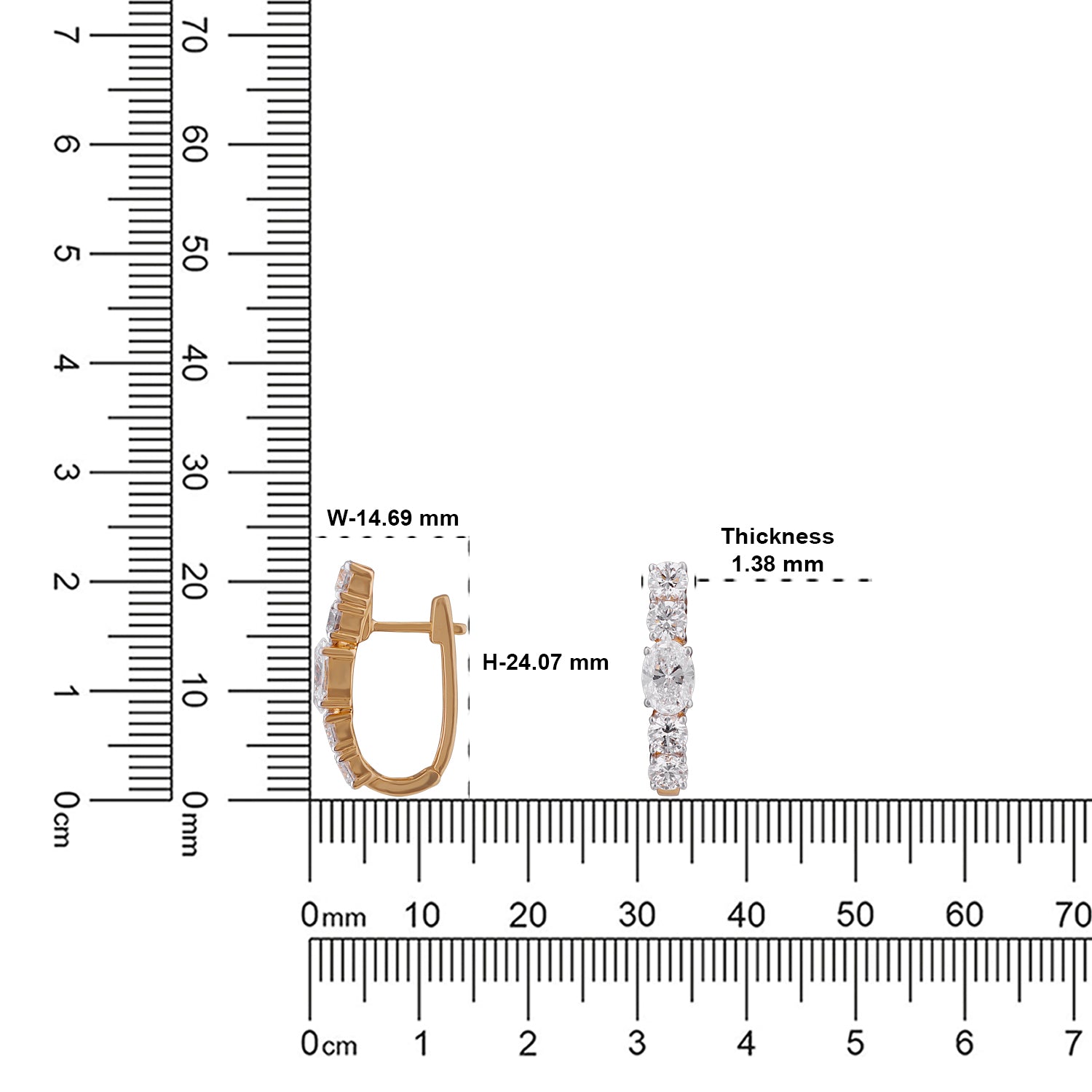 Lab-Grown Oval and Round Diamond Hoop Earrings in 18K Yellow Gold | SKU : 0004953999