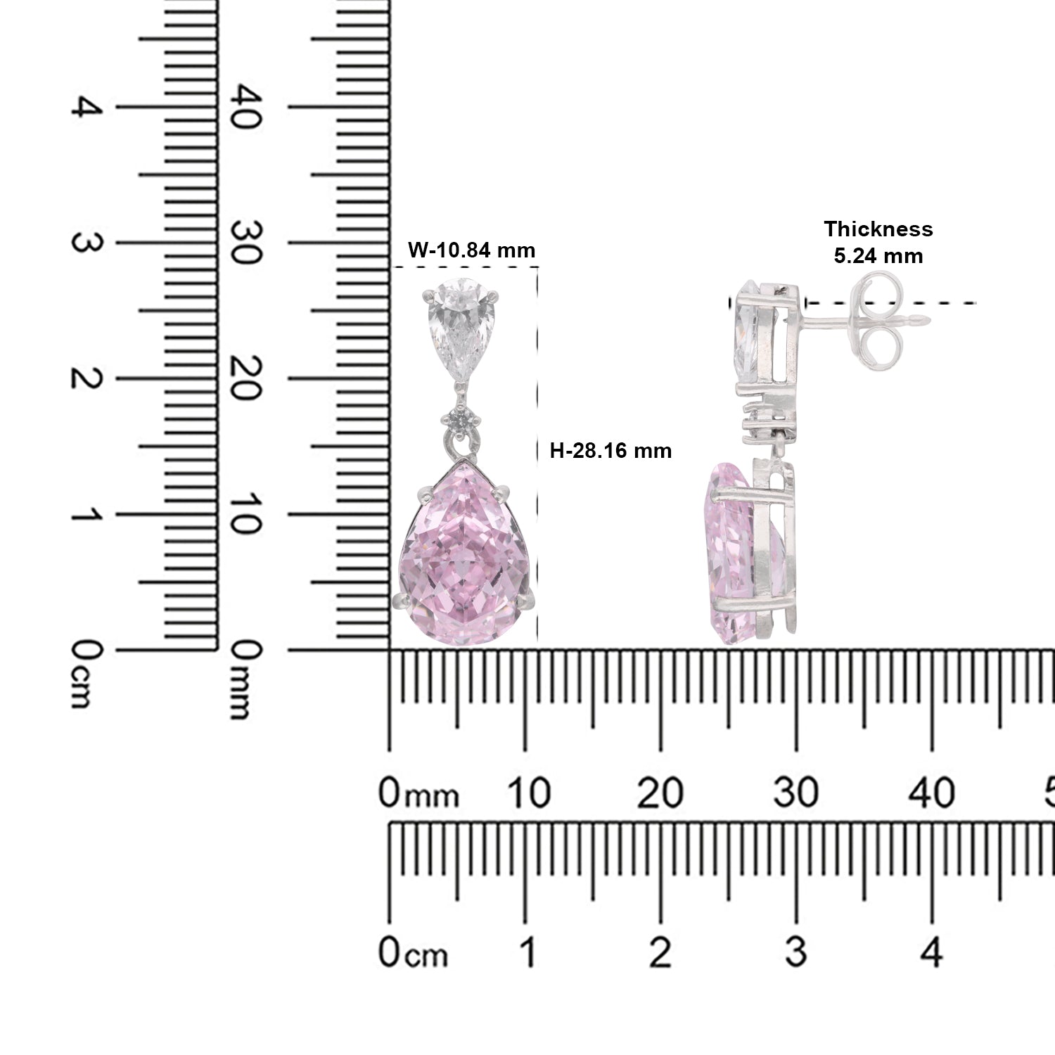 Sterling Silver Pink Teardrop Cubic Zirconia Drop Earrings | SKU: 0022628176