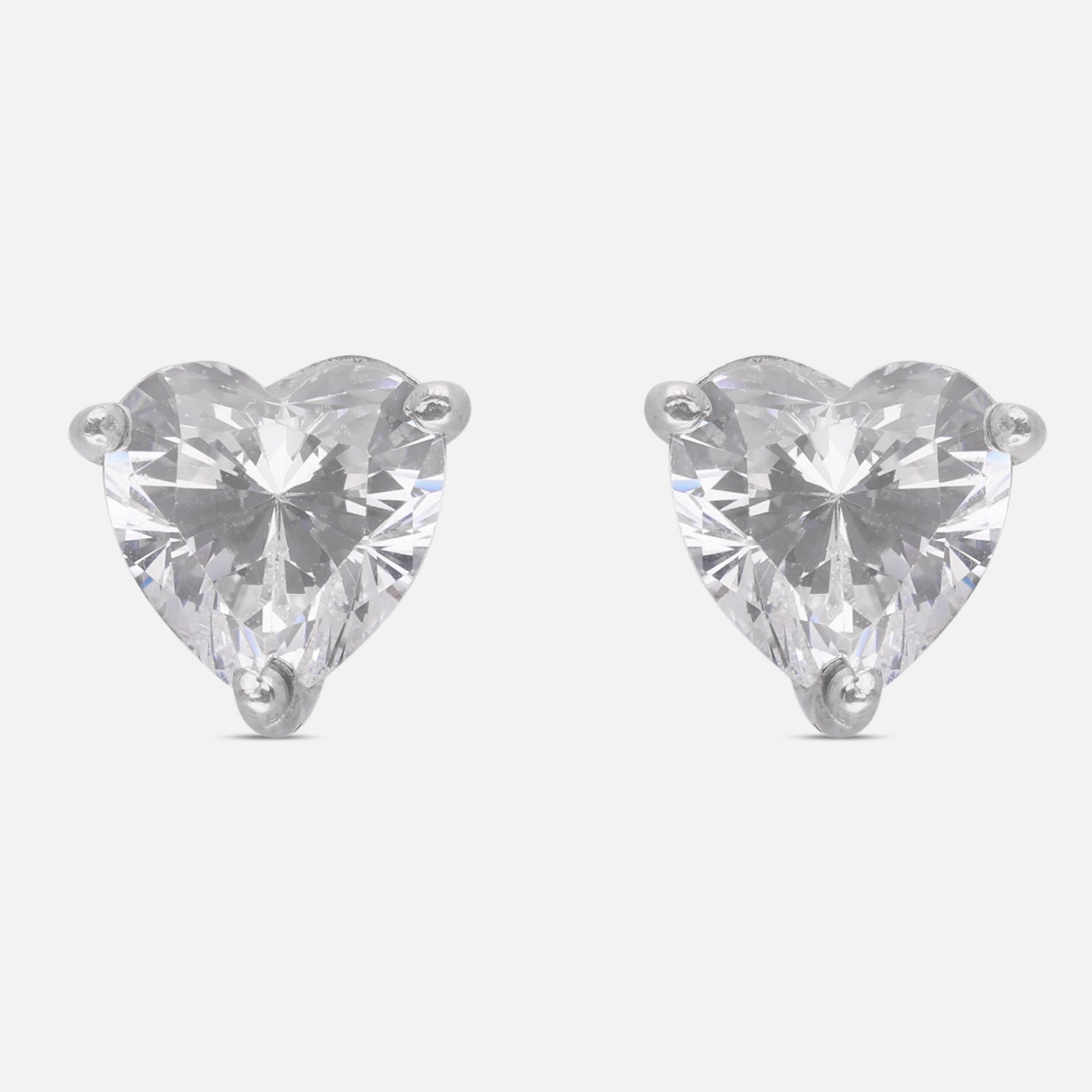 Minimal Heart Cut Cubic Zirconia Solitaire Stud Earrings in Sterling Silver | SKU: 0022628329, 0005757305, 0005757329, 0022628343, 0005749966