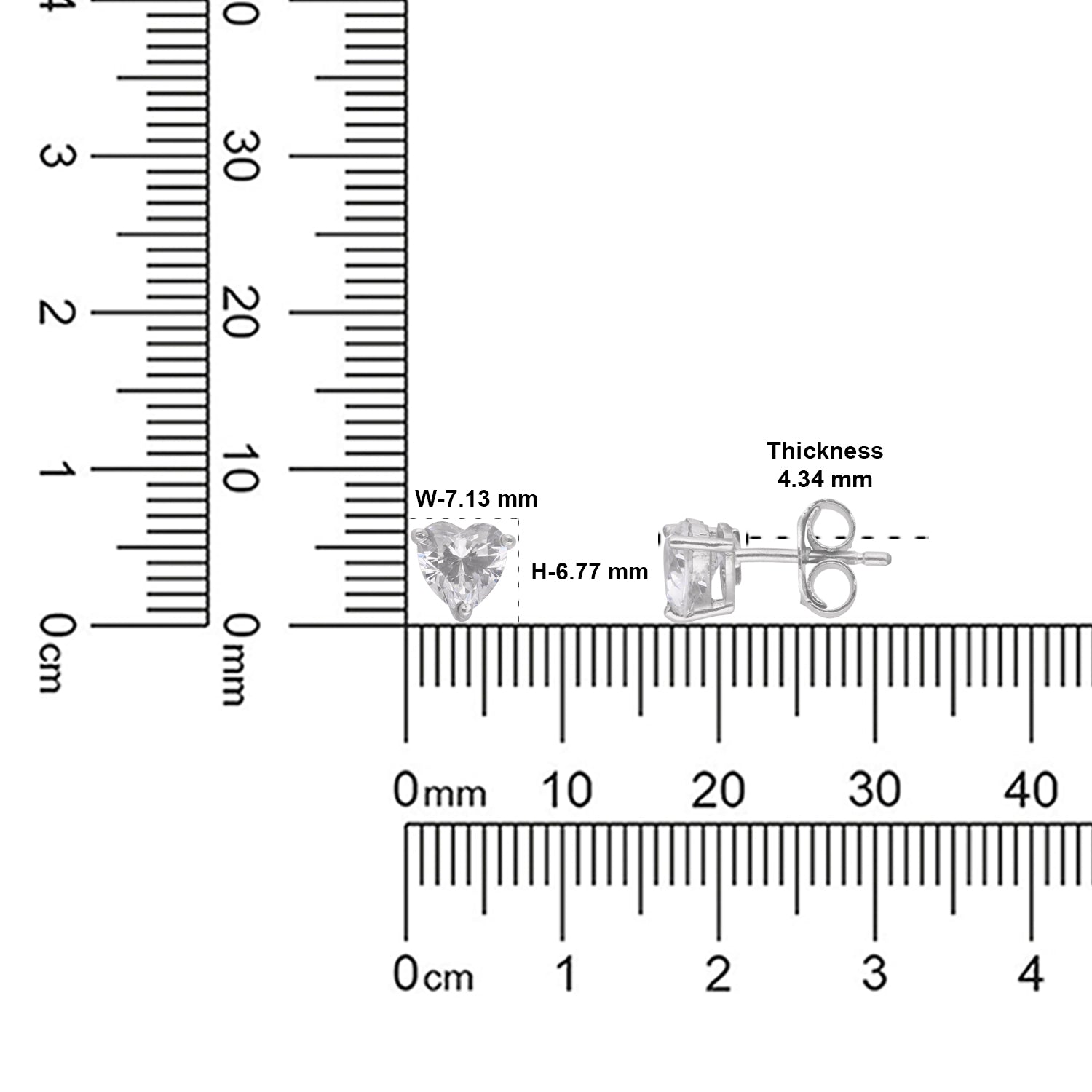Minimal Heart Cut Cubic Zirconia Solitaire Stud Earrings in Sterling Silver | SKU: 0022628329, 0005757305, 0005757329, 0022628343, 0005749966