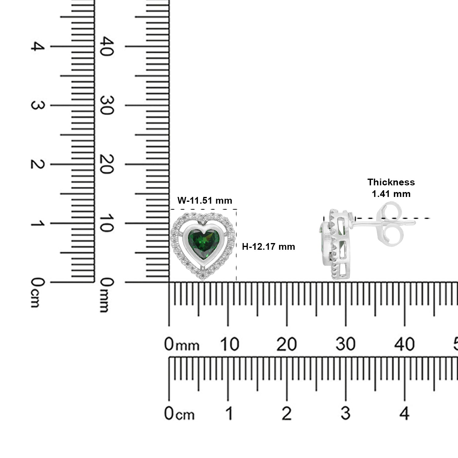 Sterling Silver Green Heart Cubic Zirconia Halo Stud Earrings | SKU: 0022628404, 0005757442, 0005757343