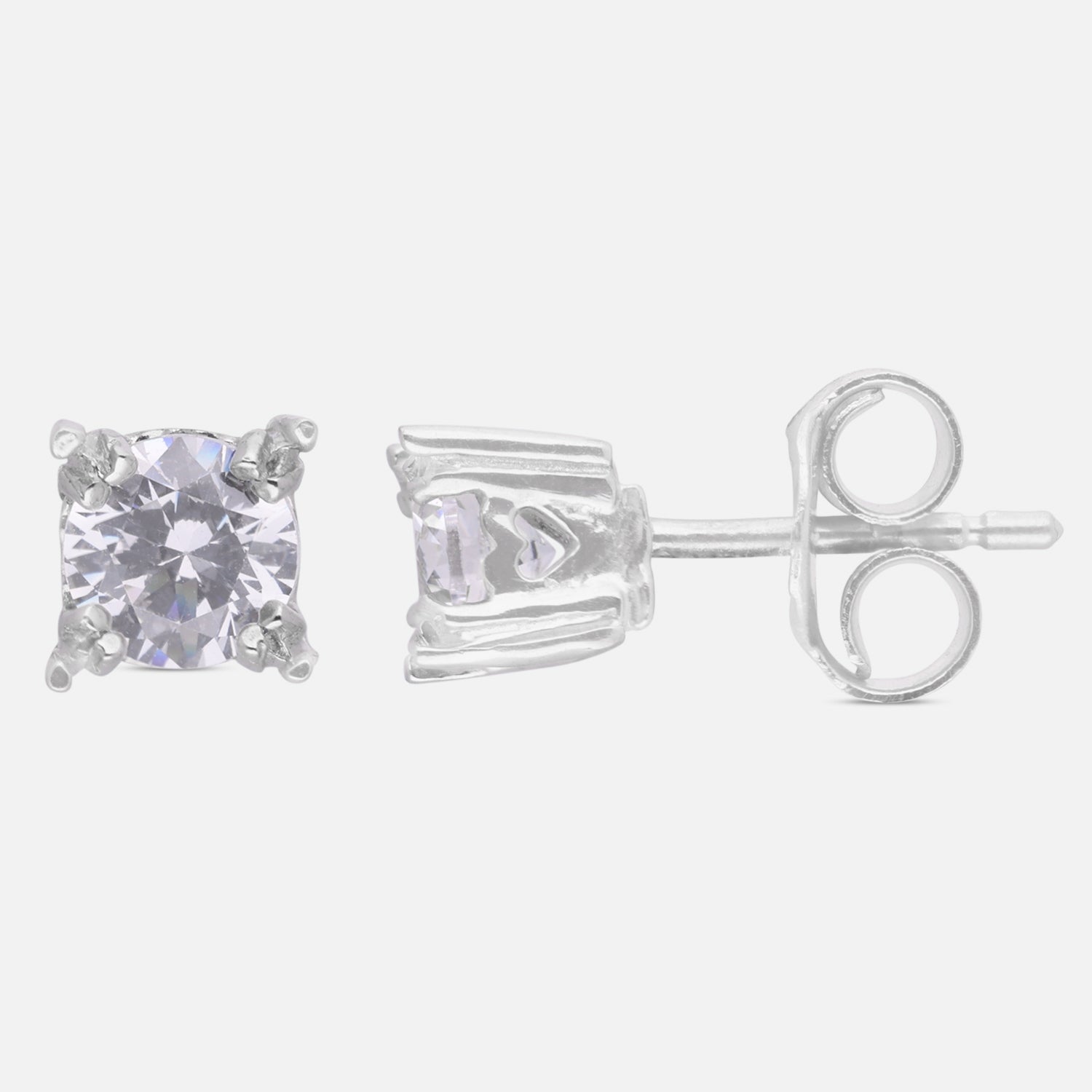 Classic Cushion Cut Cubic Zirconia Solitaire Stud Earrings in Sterling Silver | SKU: 0022628626, 0022628602, 0005750474, 0005750450, 0005750467