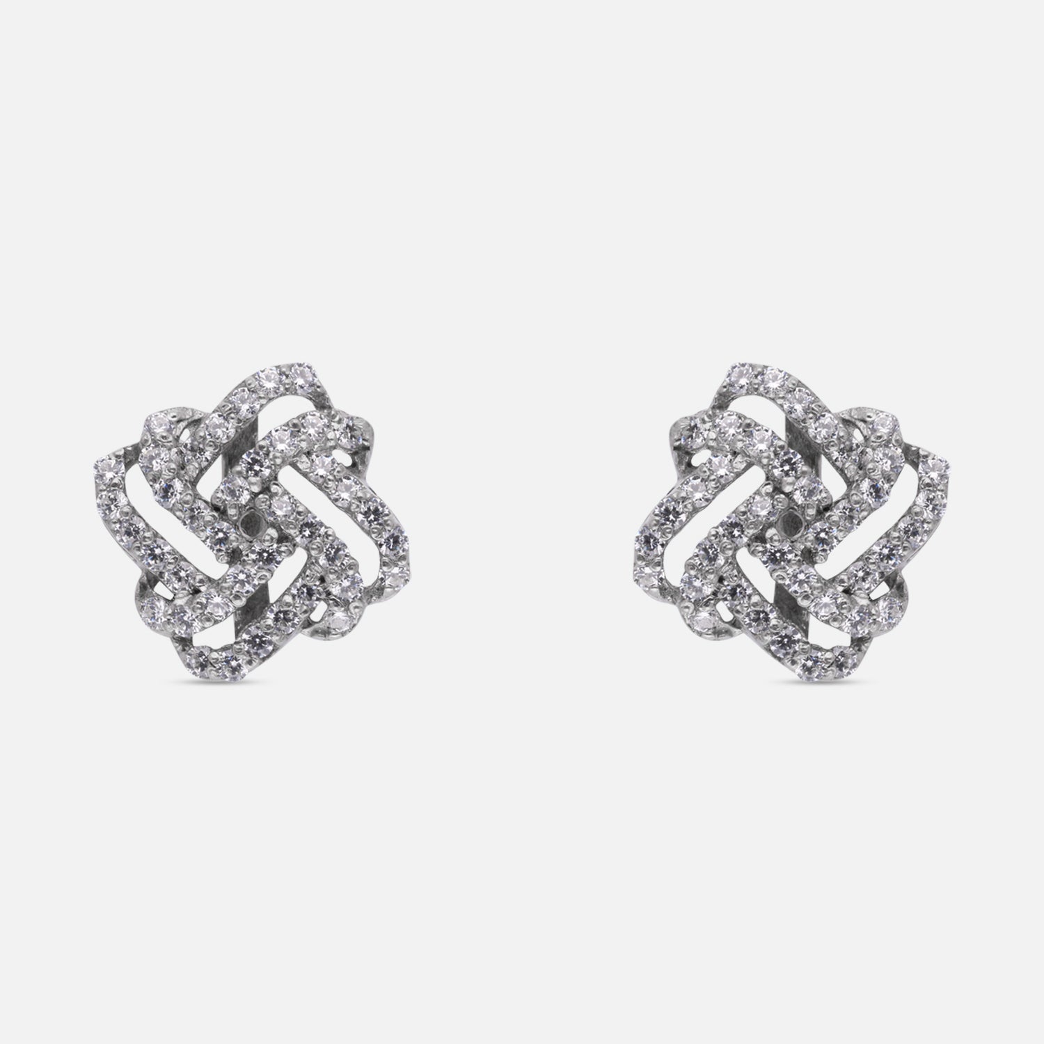 Sterling Silver Intertwined CZ Knot Stud Earrings | SKU: 0022628831