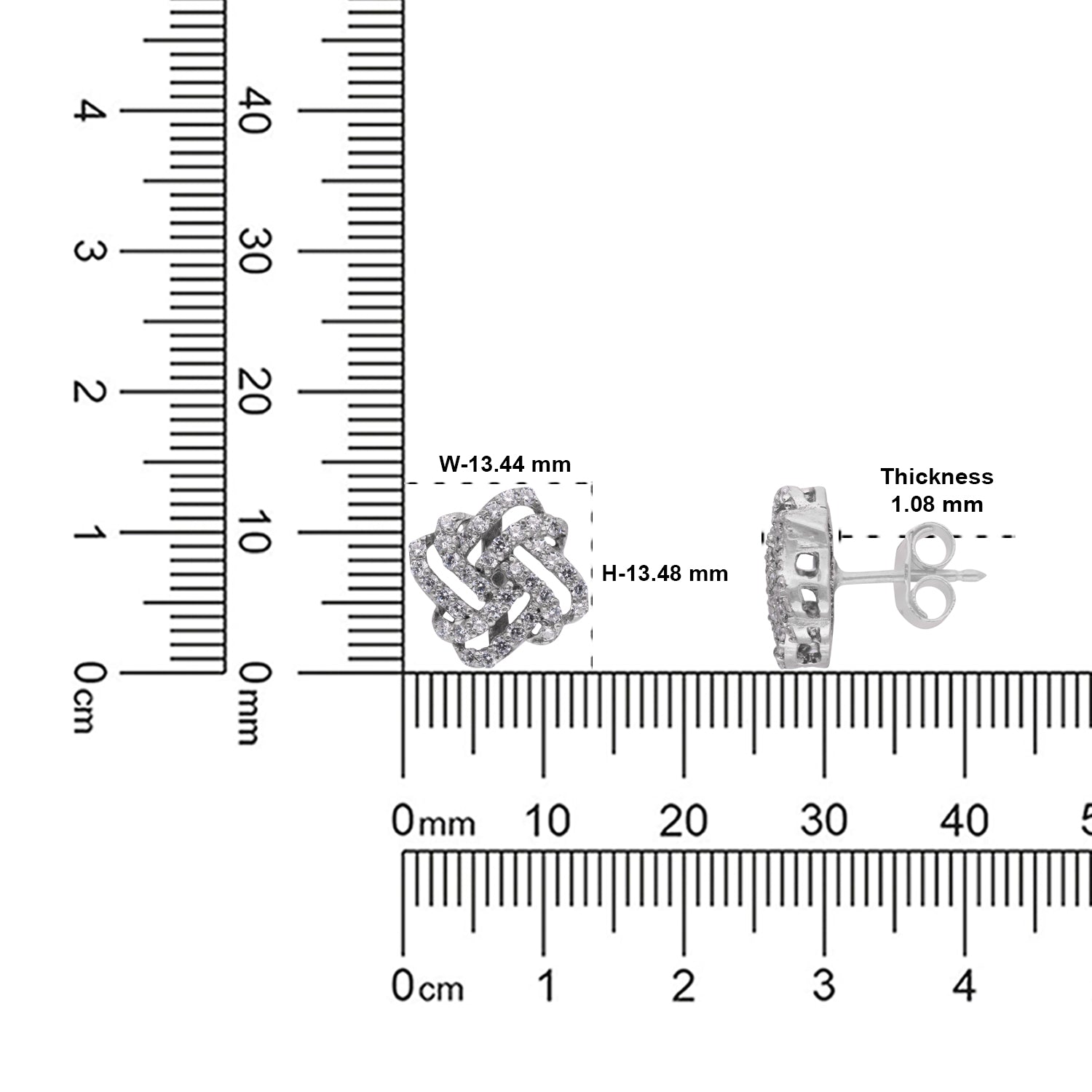 Sterling Silver Intertwined CZ Knot Stud Earrings | SKU: 0022628831