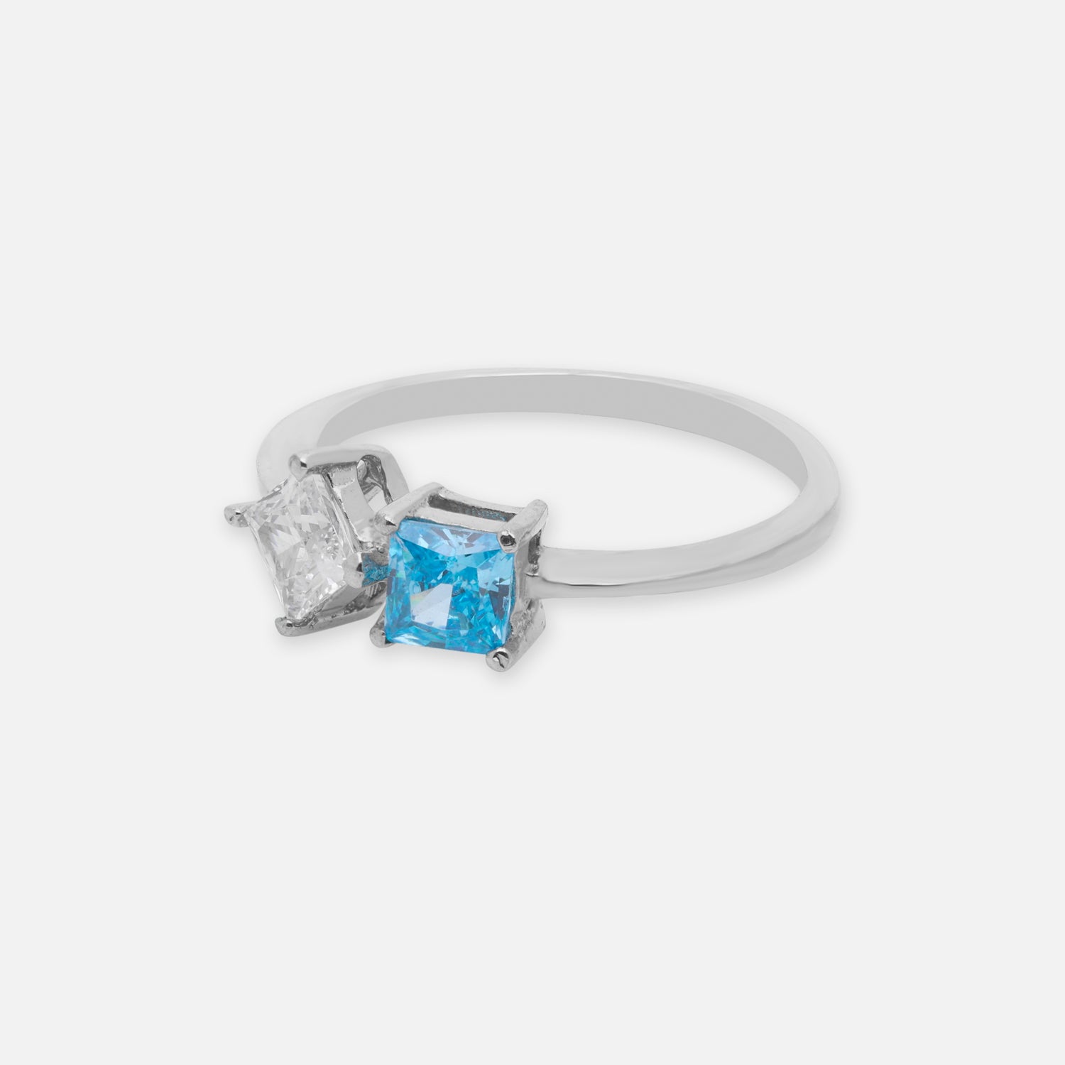 Sterling Silver Dual Stone Cubic Zircon Open Ring | SKU: 0022629036, 0005758029, 0005750627