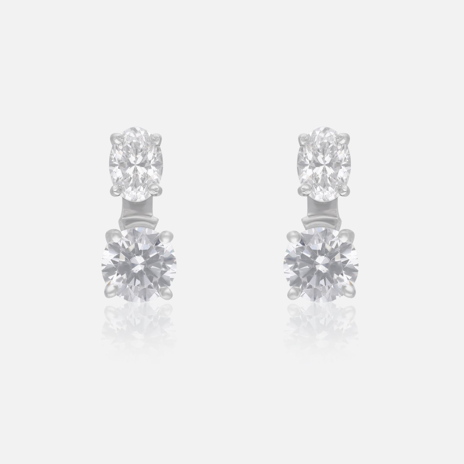 Sterling Silver Dual Stone Drop Earrings with Classic Solitaire Brilliance | SKU: 0006283346, 0006283339, 0006283322, 0022664471