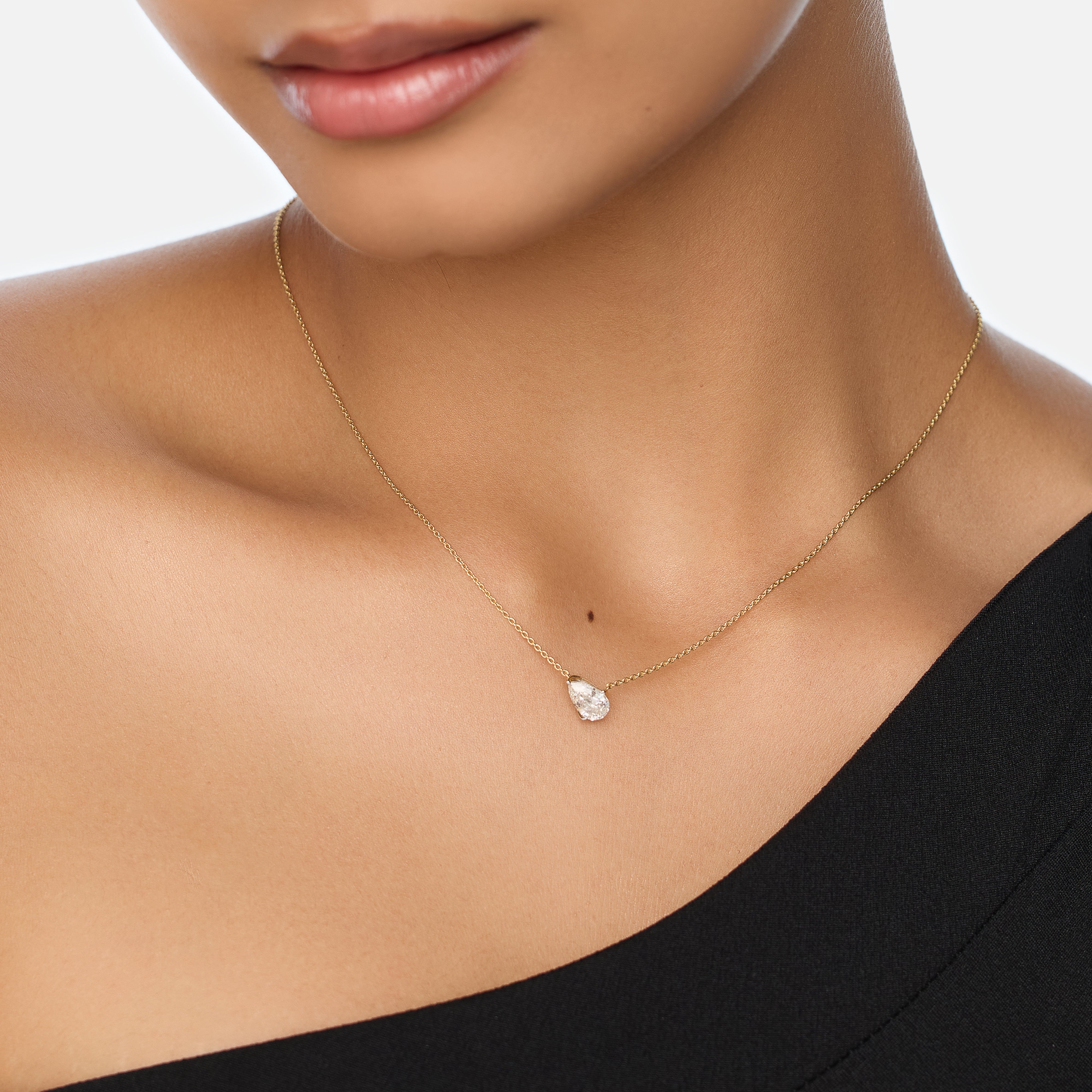 Pear-Cut 1.100 Carat Lab-Grown Diamond Pendant in Yellow Gold | SKU : 0003759578
