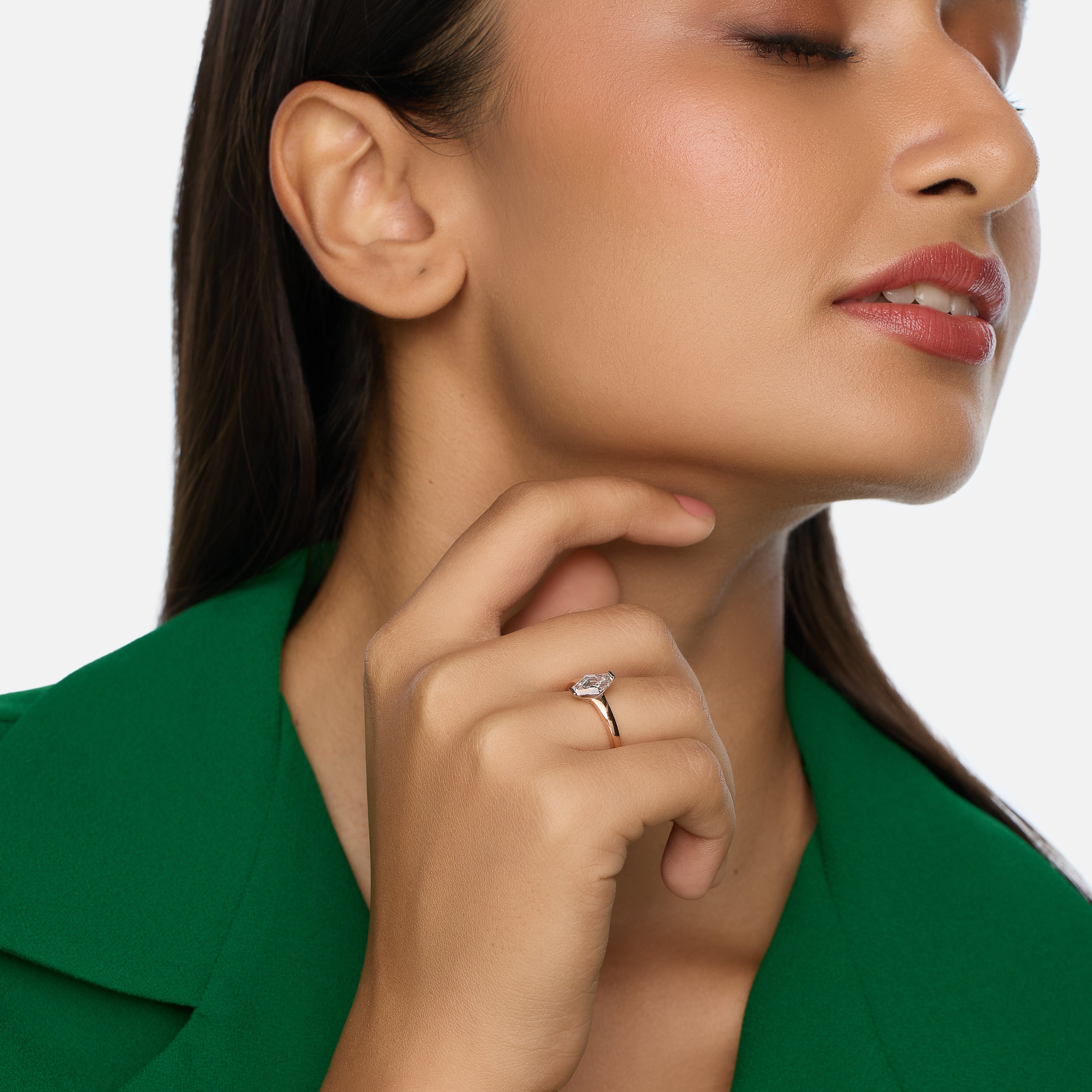 Lozenge-Cut Lab-Grown Diamond Ring in 18Kt Gold | SKU : 0003766989