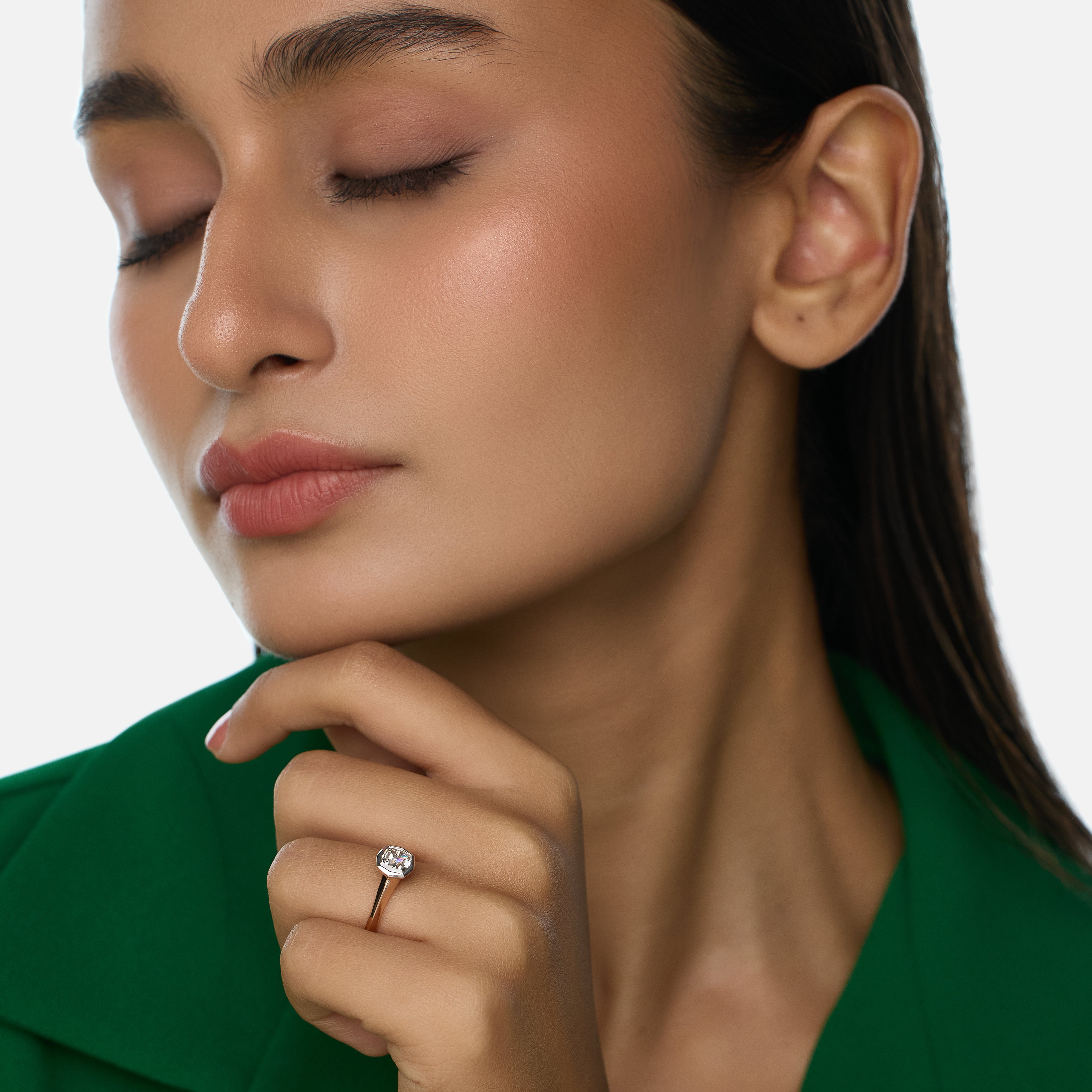 Rose Gold Octagon Step-Cut Lab-Grown Diamond Solitaire Ring | SKU : 0021923326