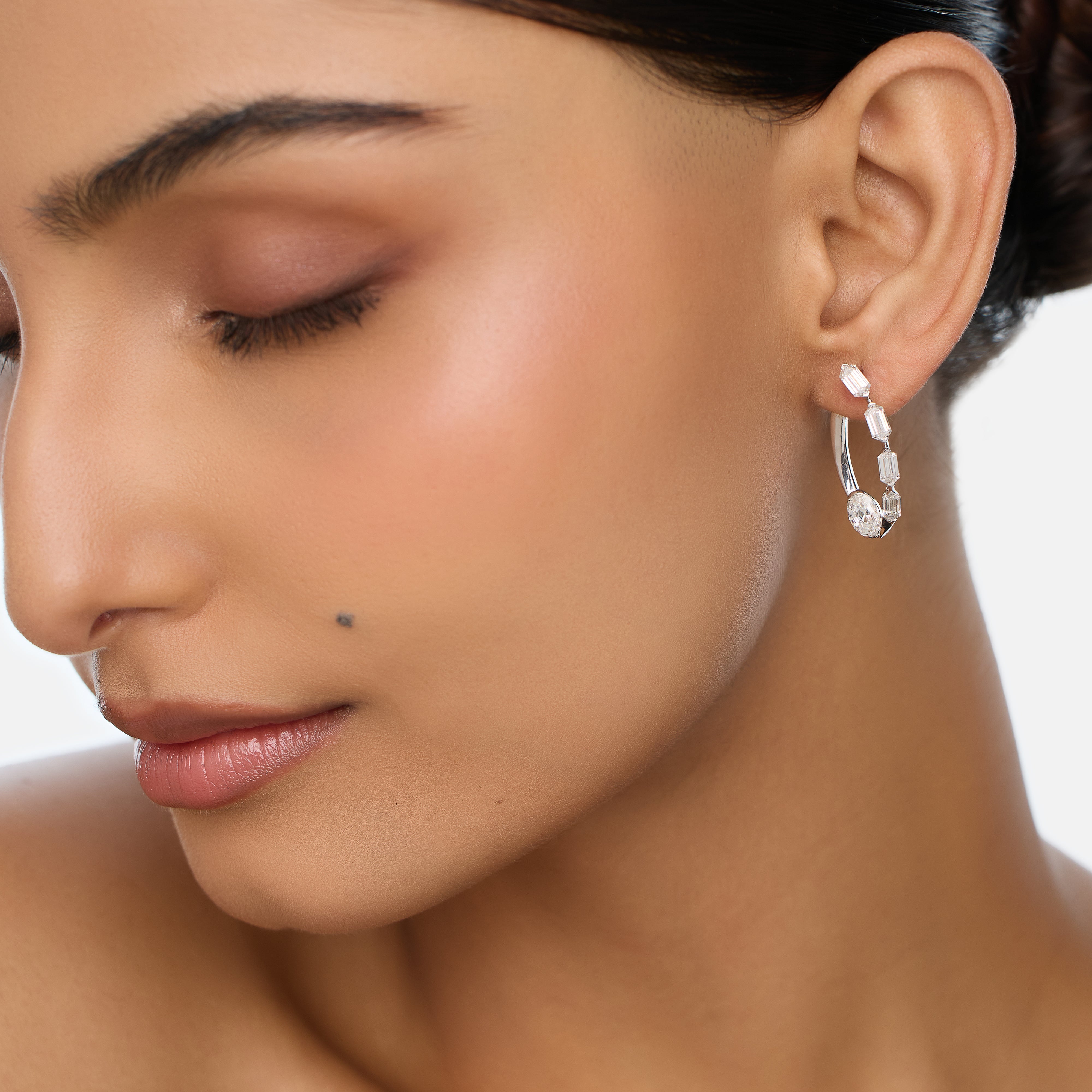 Gold Earrings with Oval Step Cut and Heritage Emerald-Cut Lab-Grown Diamonds | SKU : 0021918131