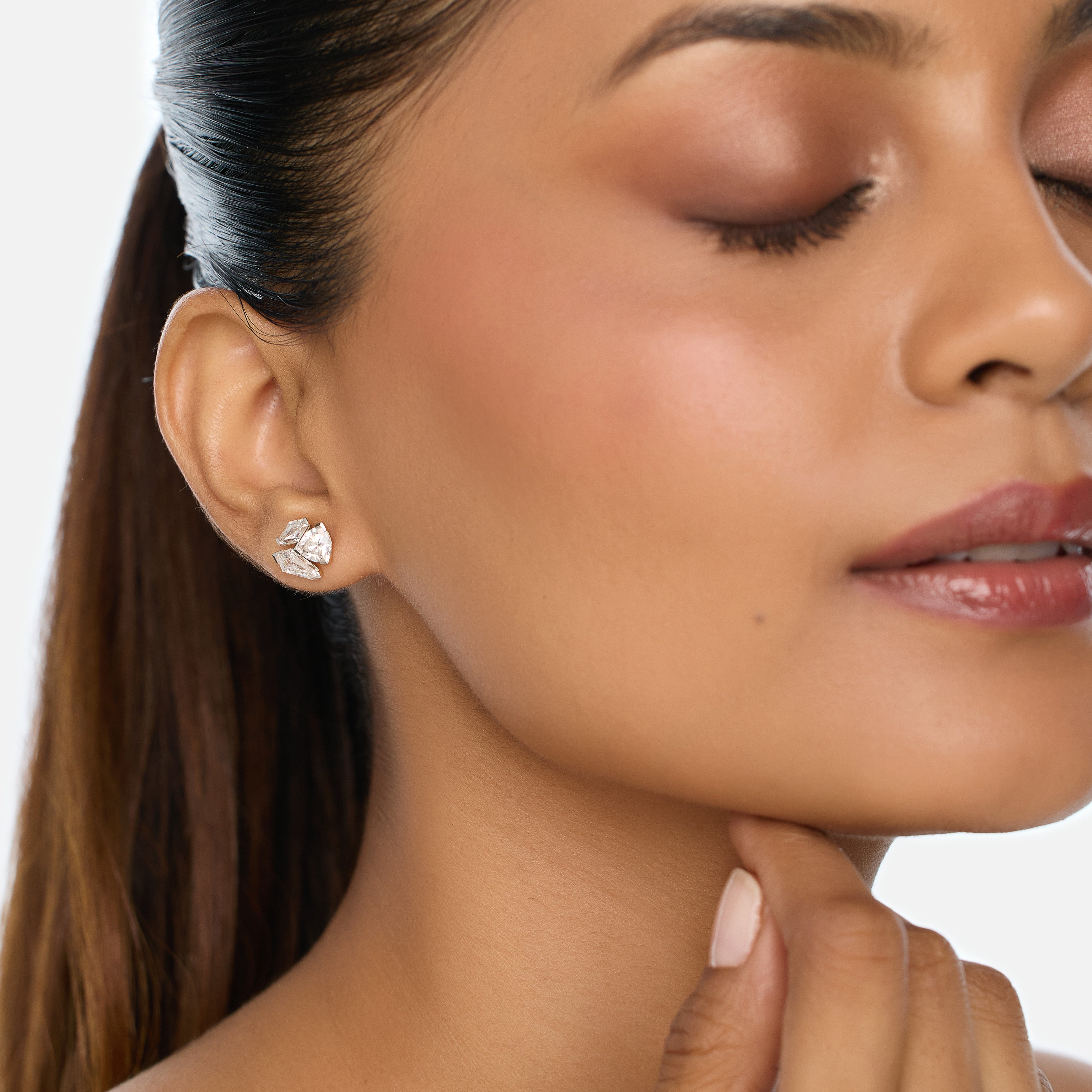 Trio-Cut Lab-Grown Diamond Gold Earrings | SKU : 0021917981