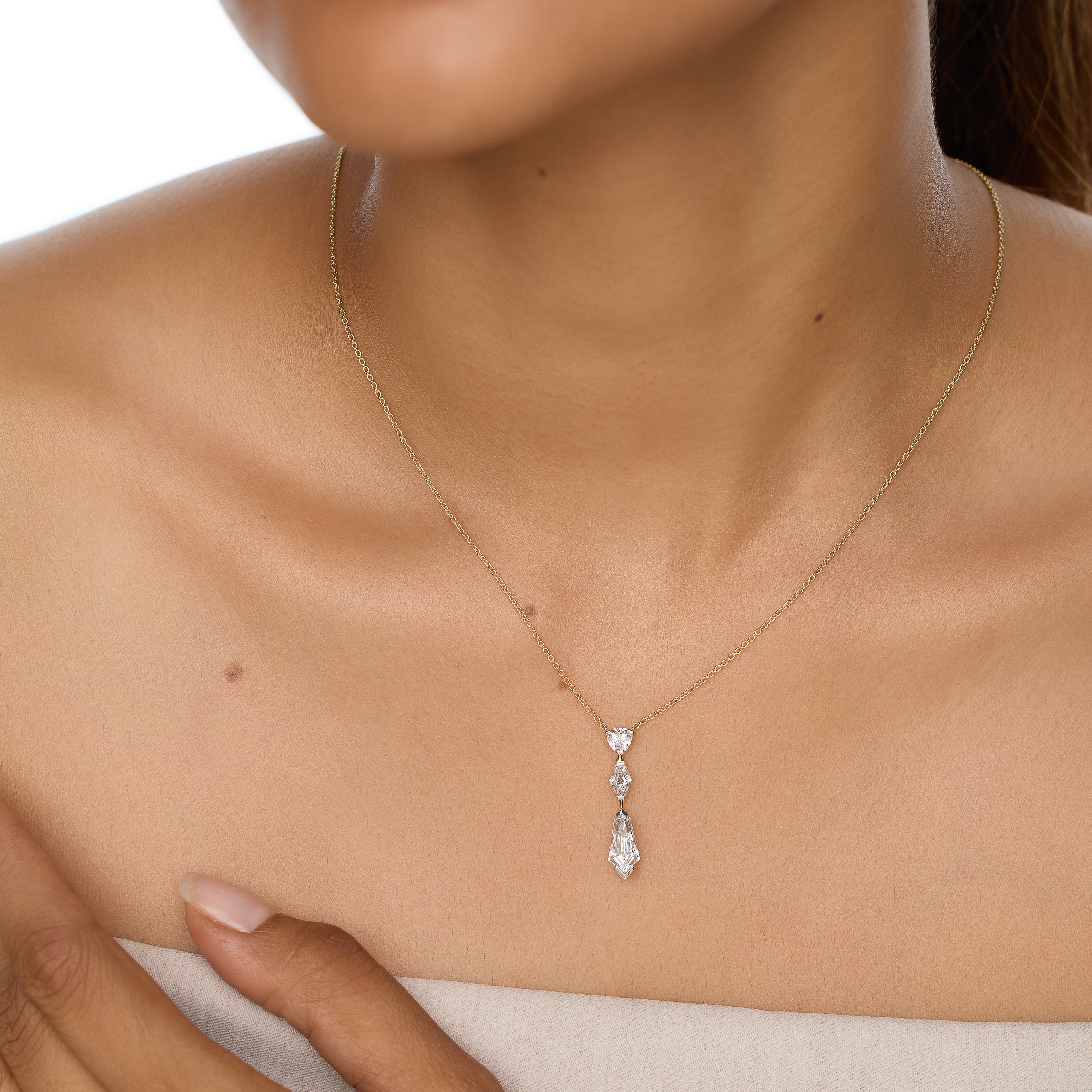 Gold Necklace with Multi-Cut Lab-Grown Diamond Pendant | SKU : 0021917974
