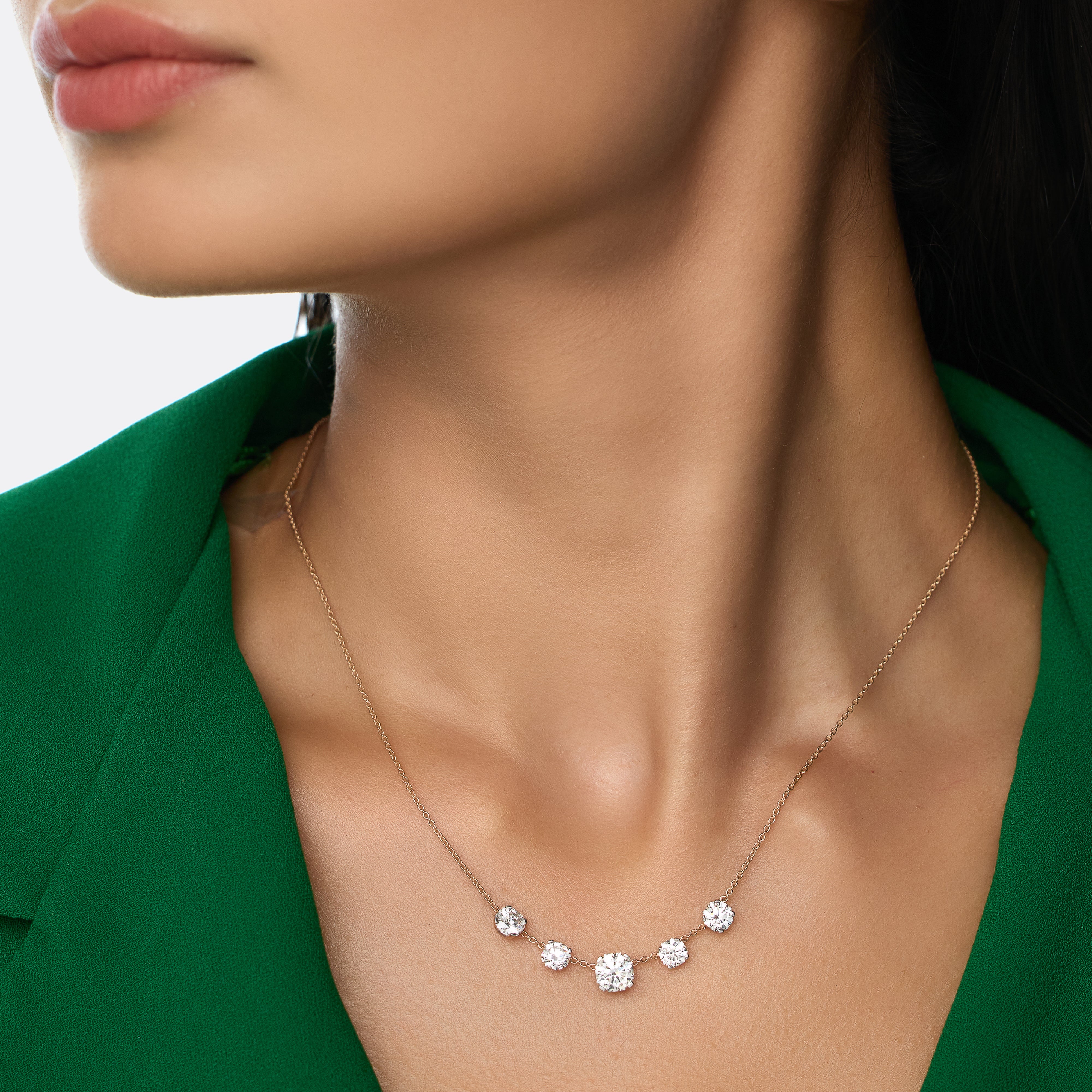 Floating Octagon-Cut Lab-Grown Diamond Necklace in Rose Gold | SKU : 0021920158