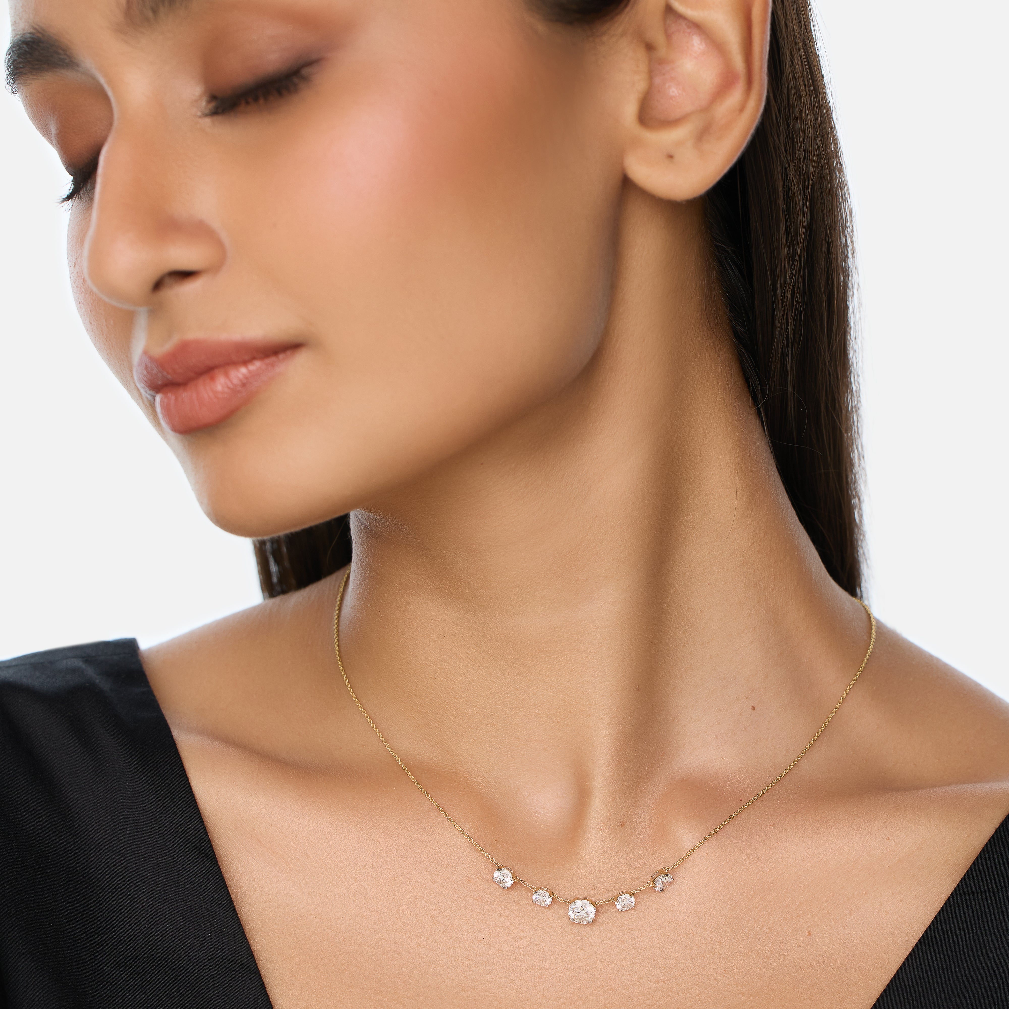 Gold Chain Pendant Set with Octagon Cut Lab-Grown Diamonds | SKU : 0003767221