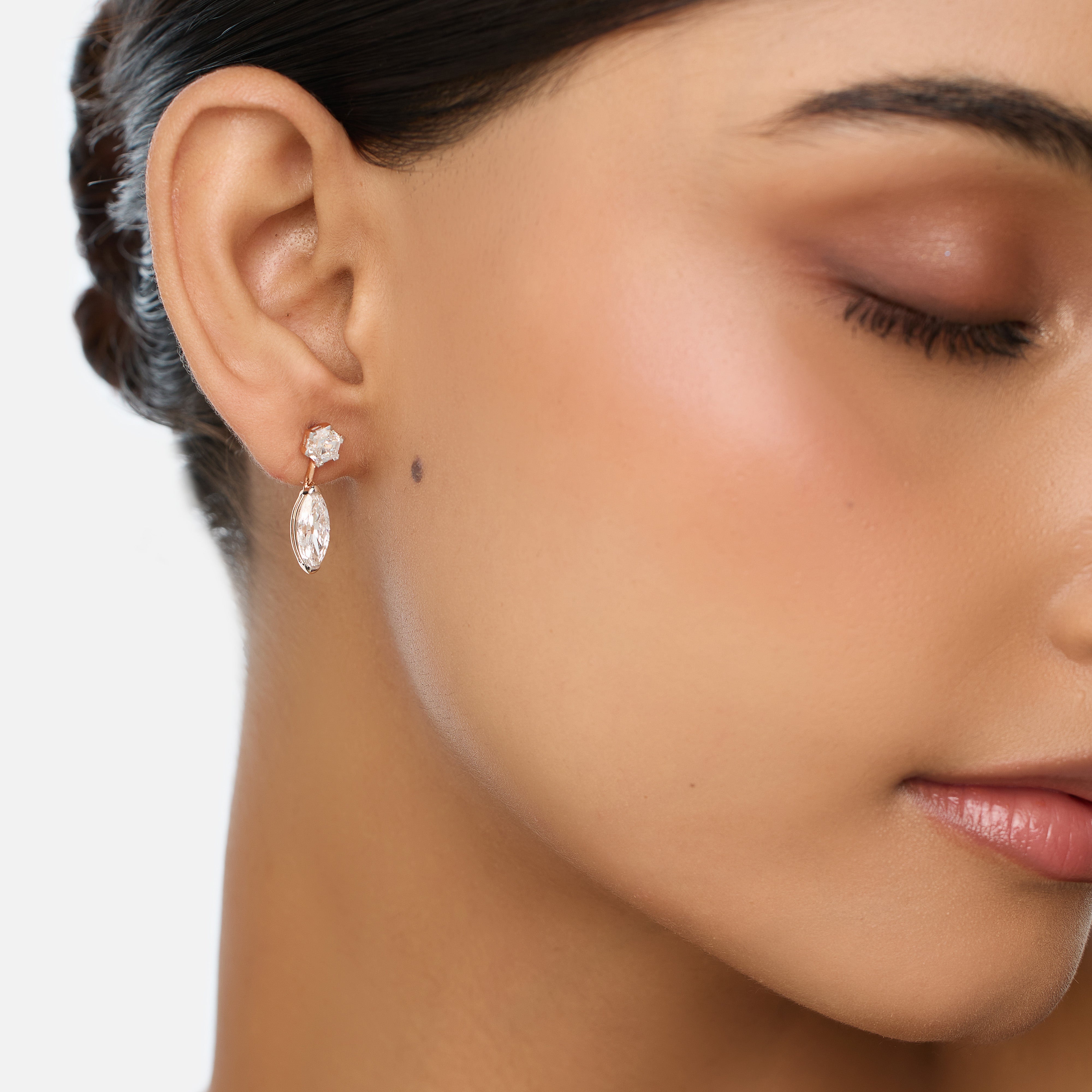 Gold Tops Set with Roval and Hexagonal Step-Cut Lab-Grown Diamonds | SKU : 0003767238