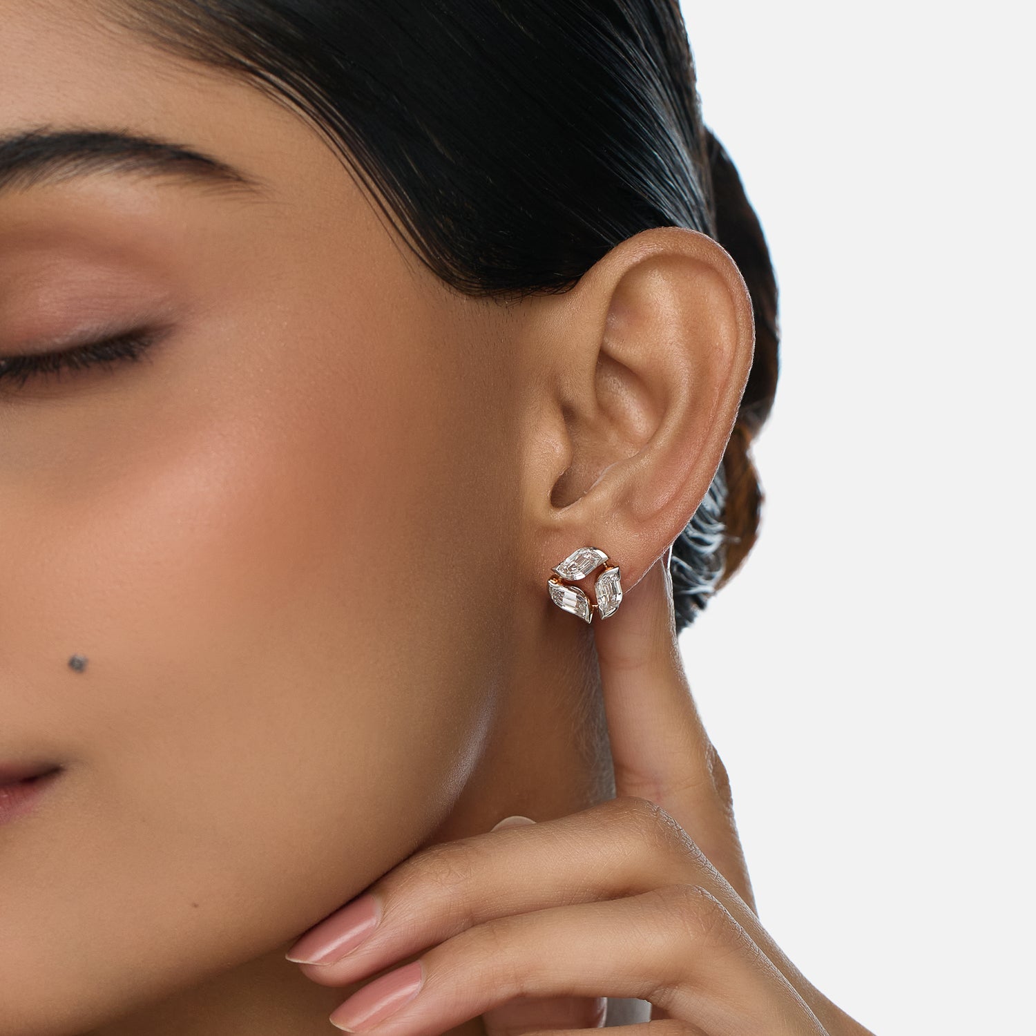 Gold Tops Set with Flame Cut Lab-Grown Diamonds | SKU : 0003767245