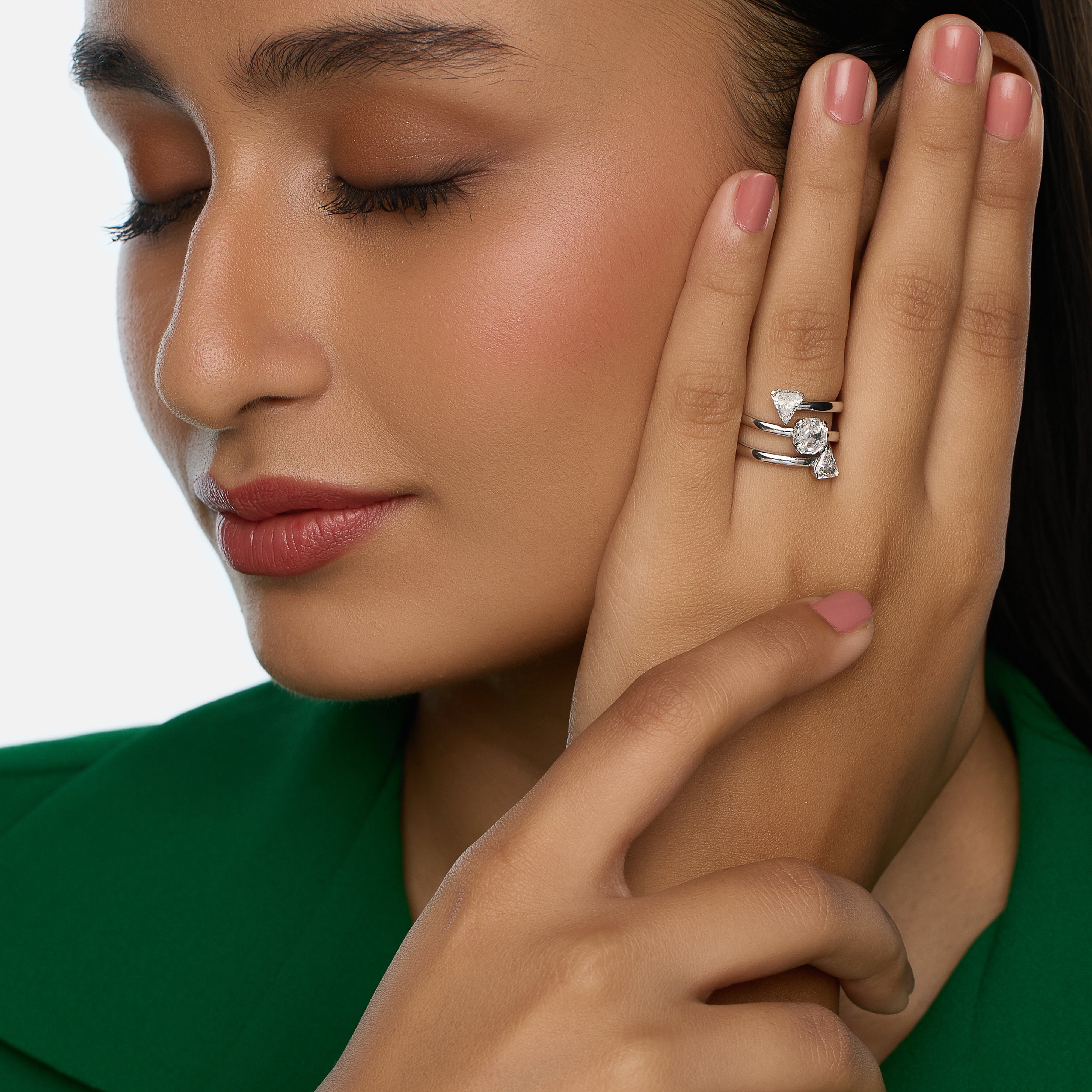 Octagon & Shield Cut White Gold Lab-Grown Diamond Wrap Ring | SKU : 0021965821