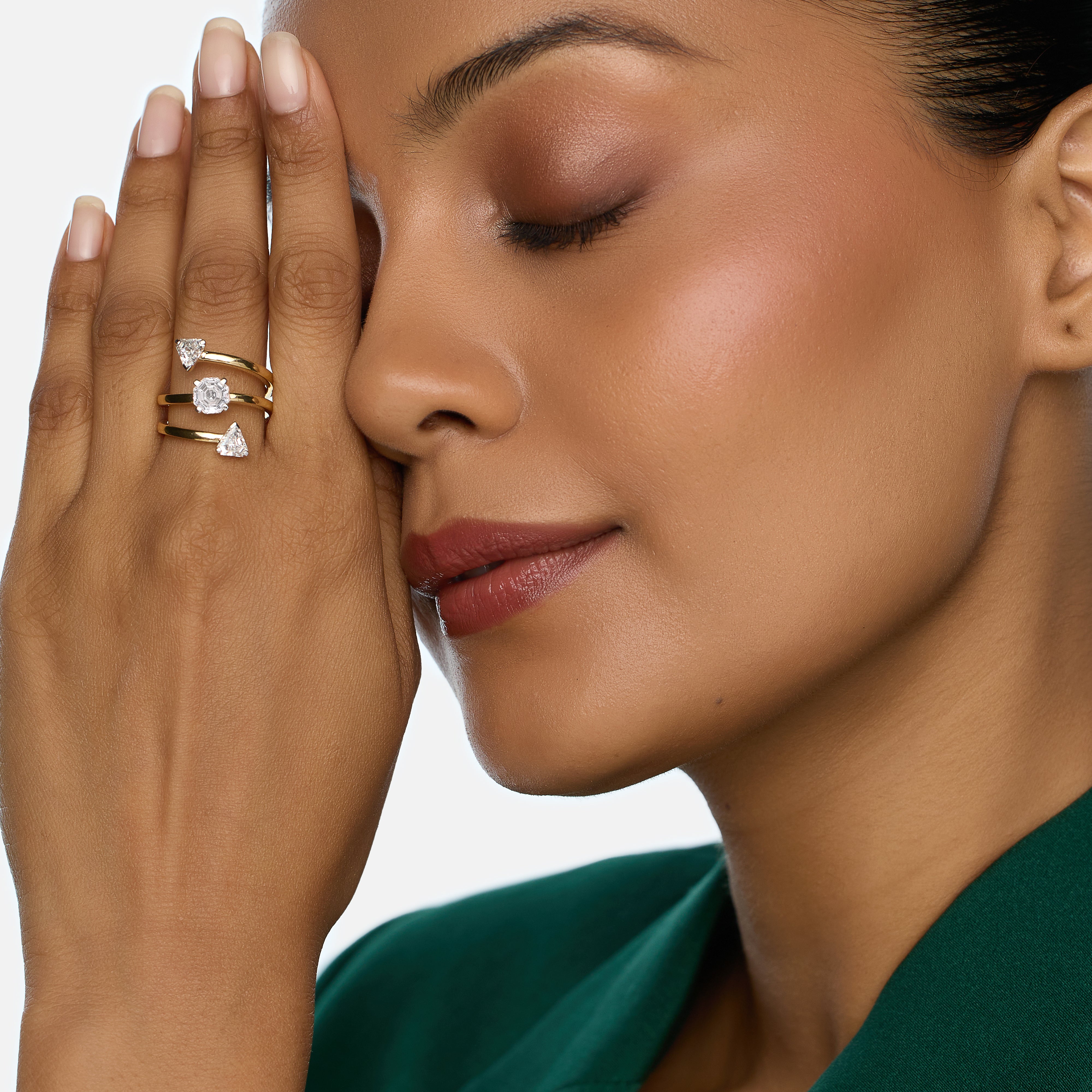 Lab-Grown Octagon and Shield-Cut Diamond Spiral Ring in Yellow Gold Finish | SKU : 0003767924