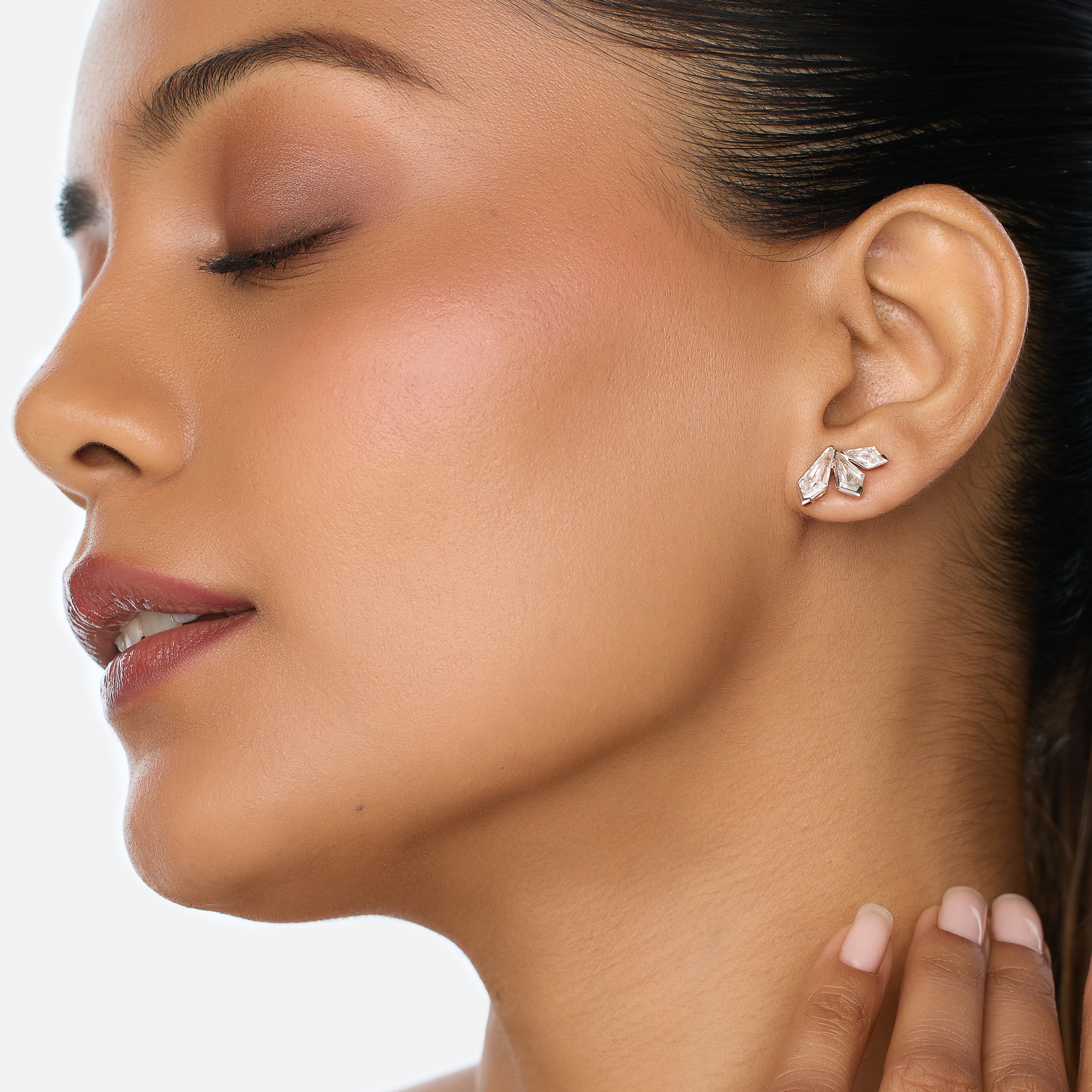 Geometric Tapered Kite-Cut Lab-Grown Diamond Earrings in Rose Gold | SKU : 0021920141