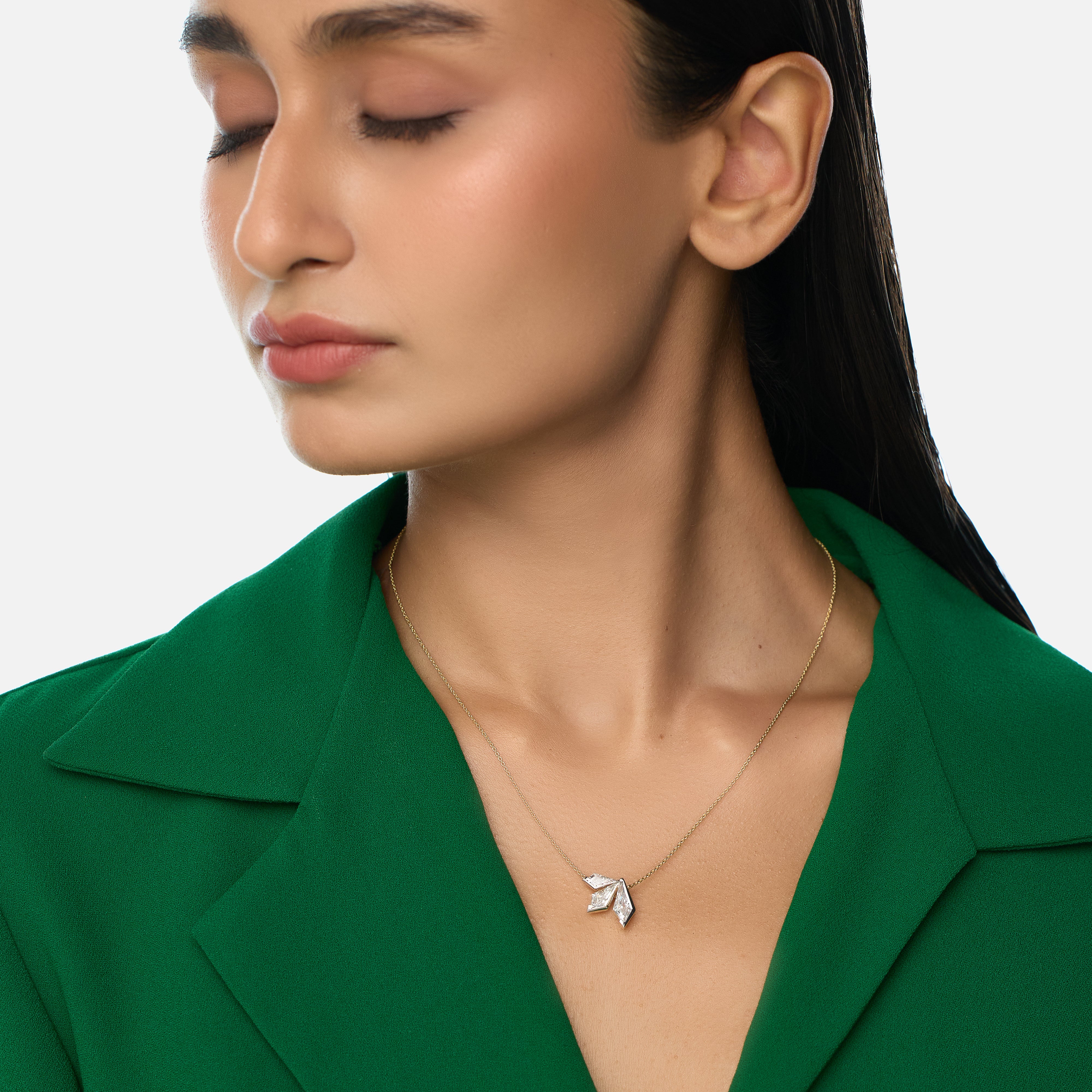 Triple Kite-Cut Lab-Grown Diamond Gold Pendant | SKU : 0021917950