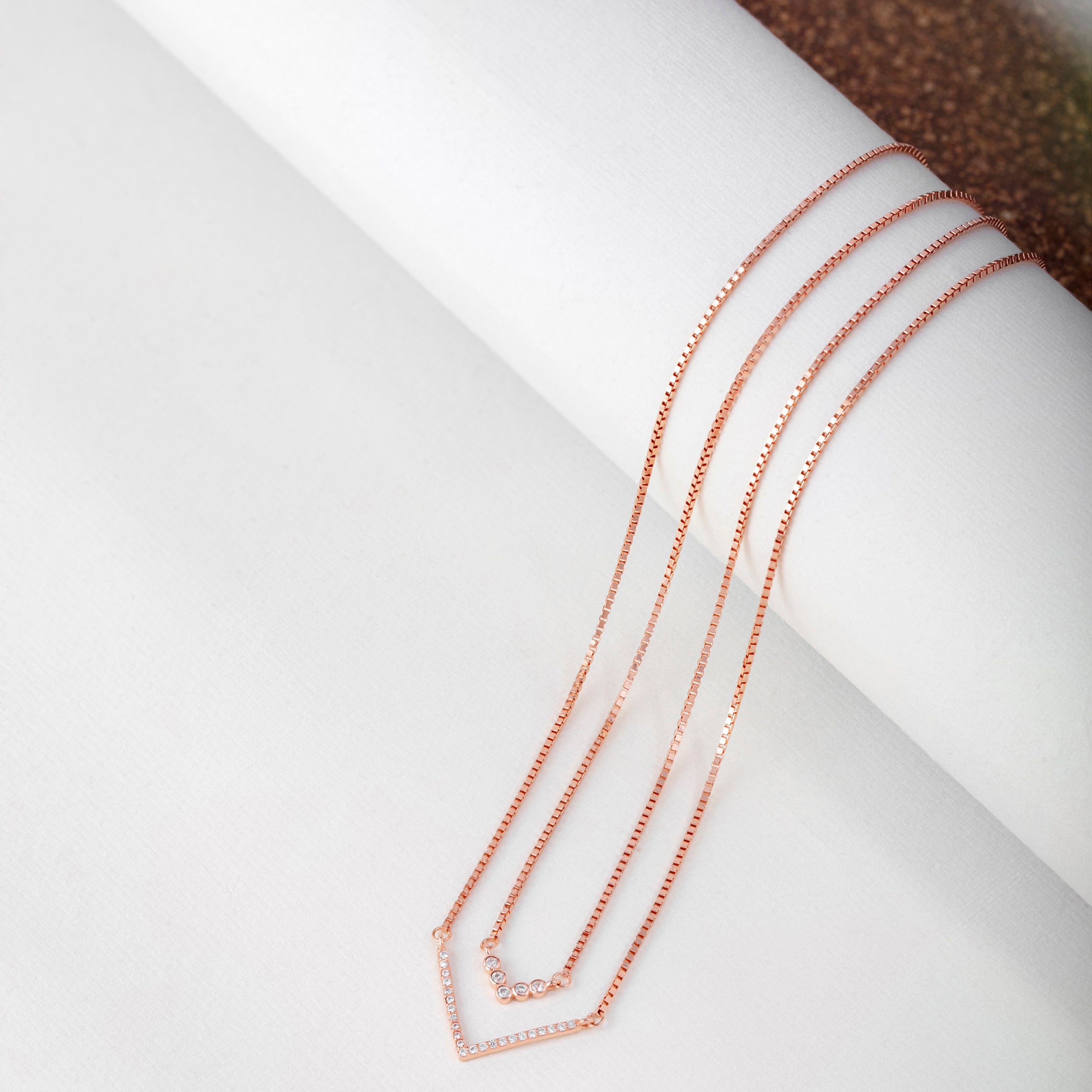 Radiant Fusion: Rose Gold and Silver Layered Chain | SKU: 0019281872, 0019271965