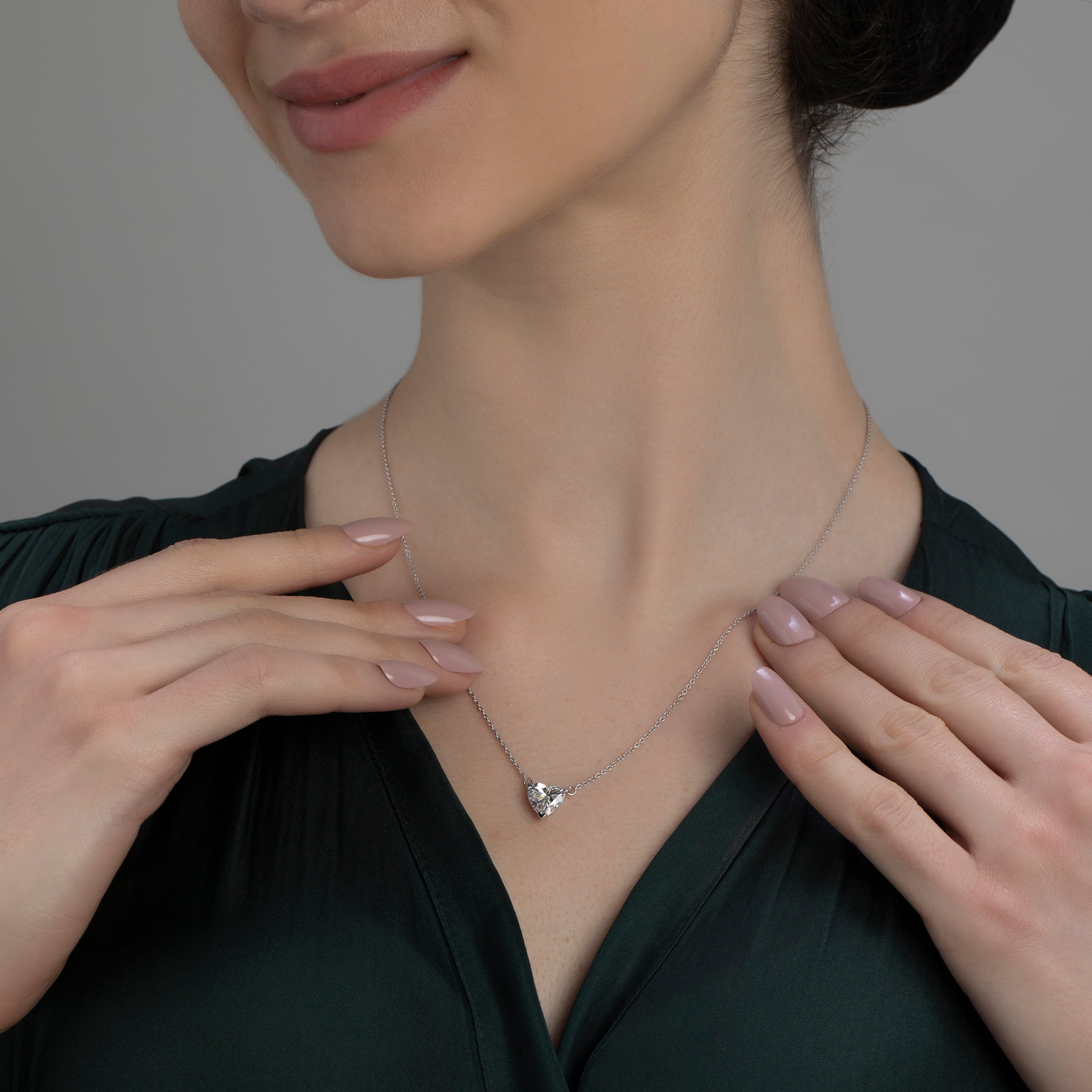 Eternal Love: Heart-Shaped Lab Grown Diamond Solitaire Pendant in White Gold Chain | SKU : 0019787039
