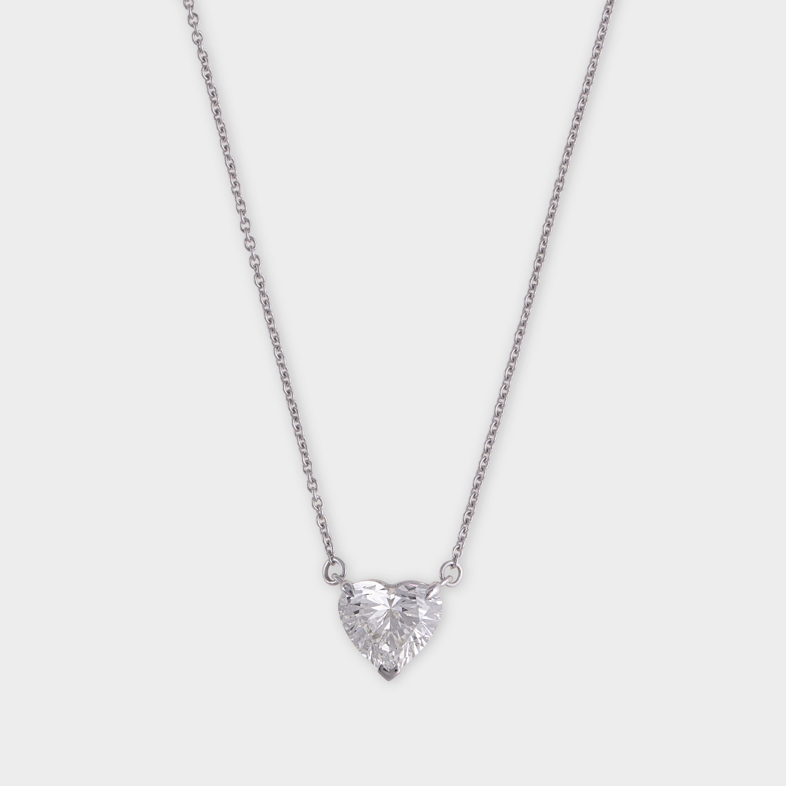 Eternal Love: Heart-Shaped Lab Grown Diamond Solitaire Pendant in White Gold Chain | SKU : 0019787039