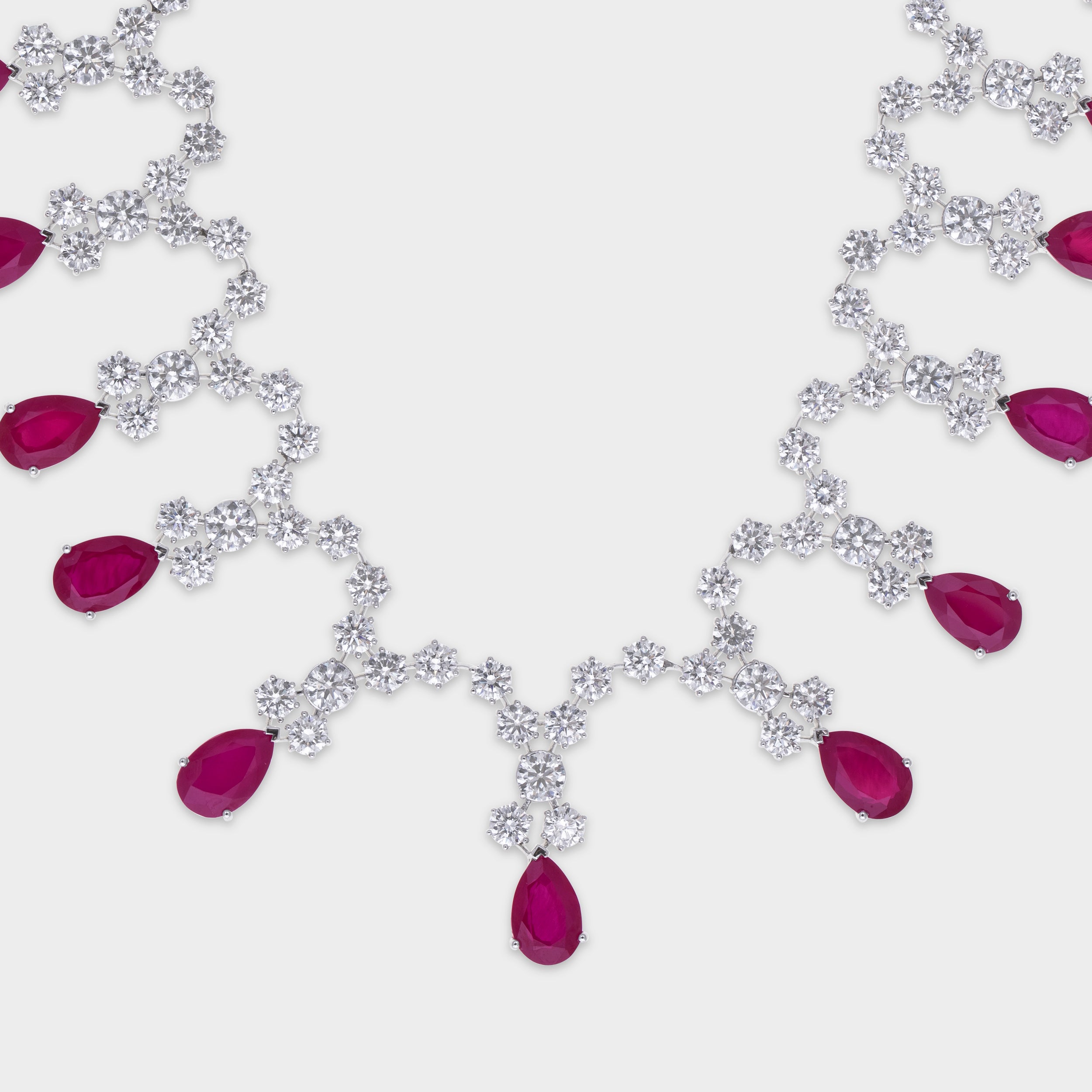 Round Brilliant Cut 37.16 Carat Fancy Red Gems Lab Grown Solitaire Diamond Necklace | SKU : 0019801551