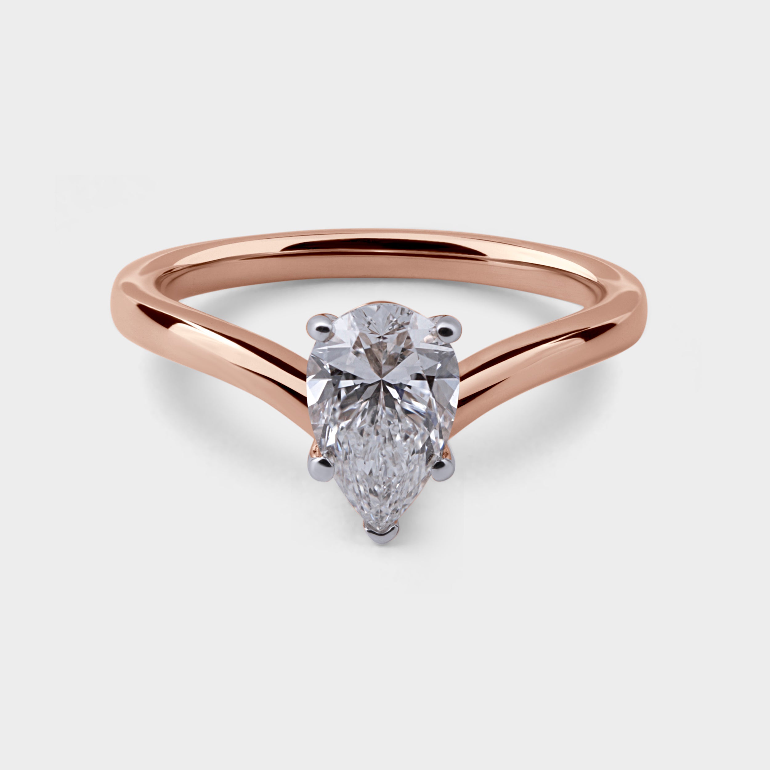 Pear-Shaped 1.01 Carat Lab-Grown Solitaire Diamond Ring in Rose Gold | SKU : 0019828732